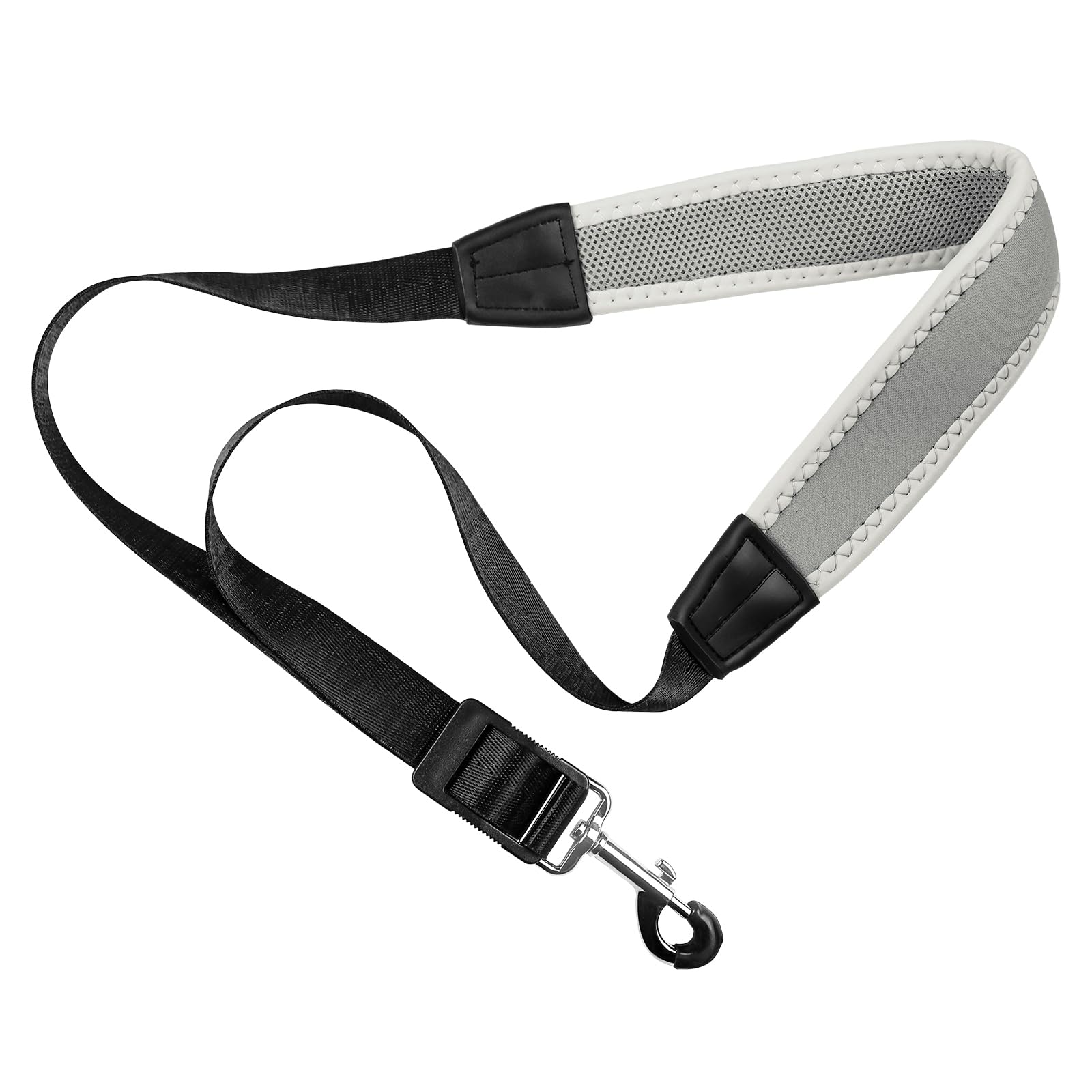 KUWAN Saxophone Neck Strap Soft Sax Leather strap Padded for Alto Sax Tenor Clarinet Baritone Soprano Horn Music Instrument (1, GREY2)