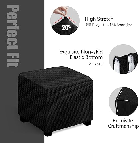 Miniatura 3 de Argstar Fundas otomanas de jacquard rectangular para sala de estar, funda elástica para otomana, funda elástica para otomana, protector de muebles
