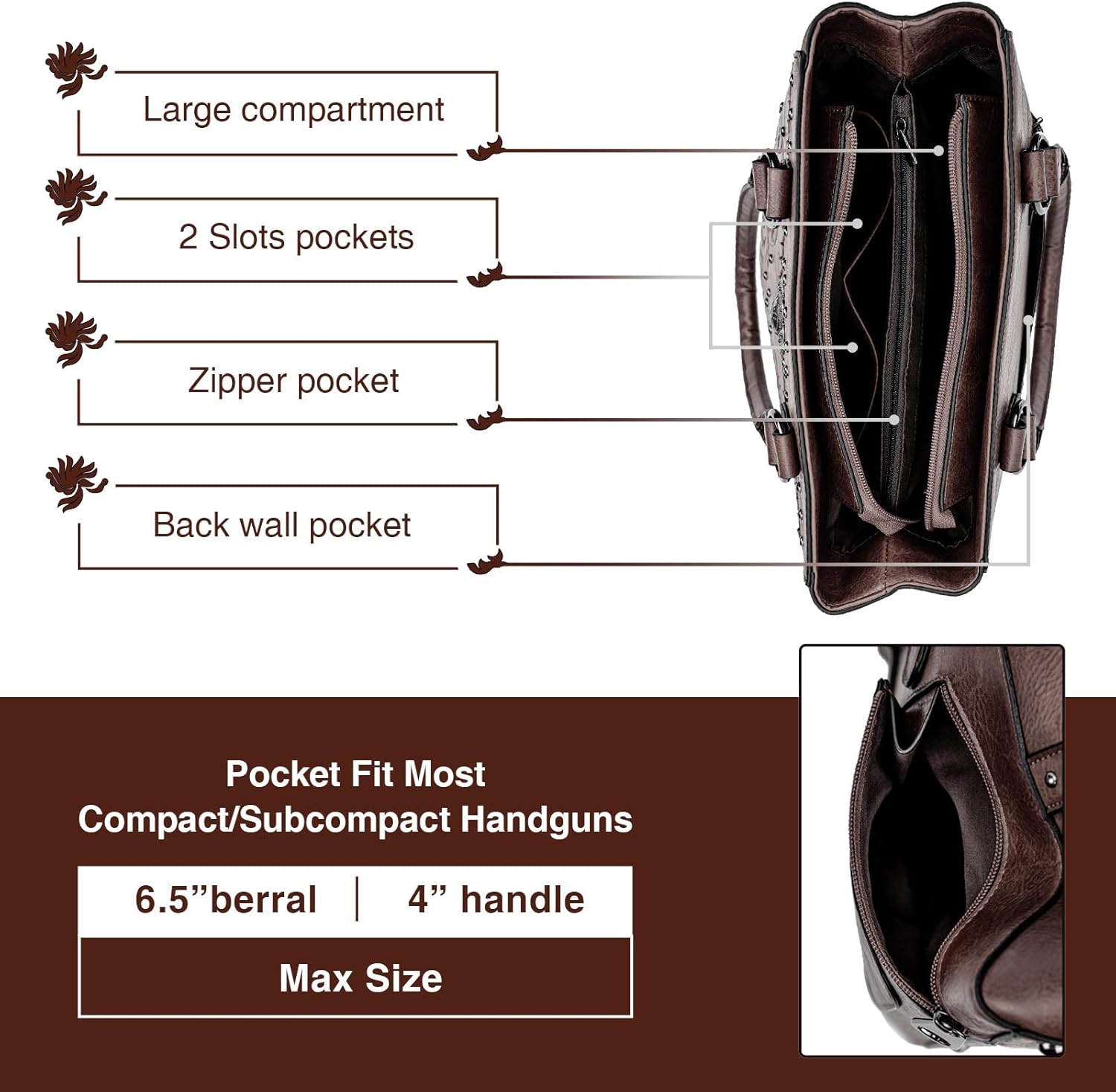 Tote Bag for Women Large Western Purse Ladies Top Handle Shoulder Handbags Vintage Embossed Concho Studs - Image 5