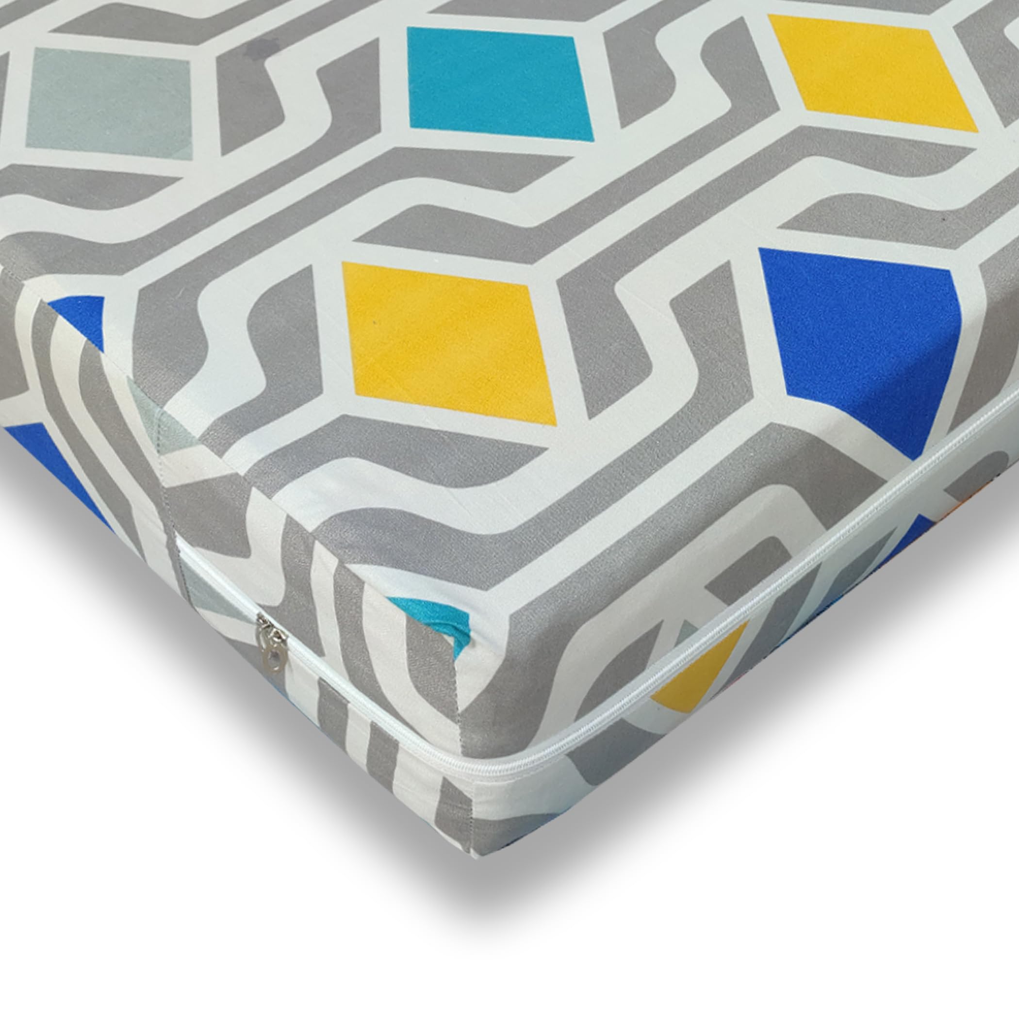 WELLFIT® Premium Glace Cotton 300 TC Mattress Cover/Protector for Queen Size Bed with Zip/Chain/5×6.5 ft / 60×78×6 inch