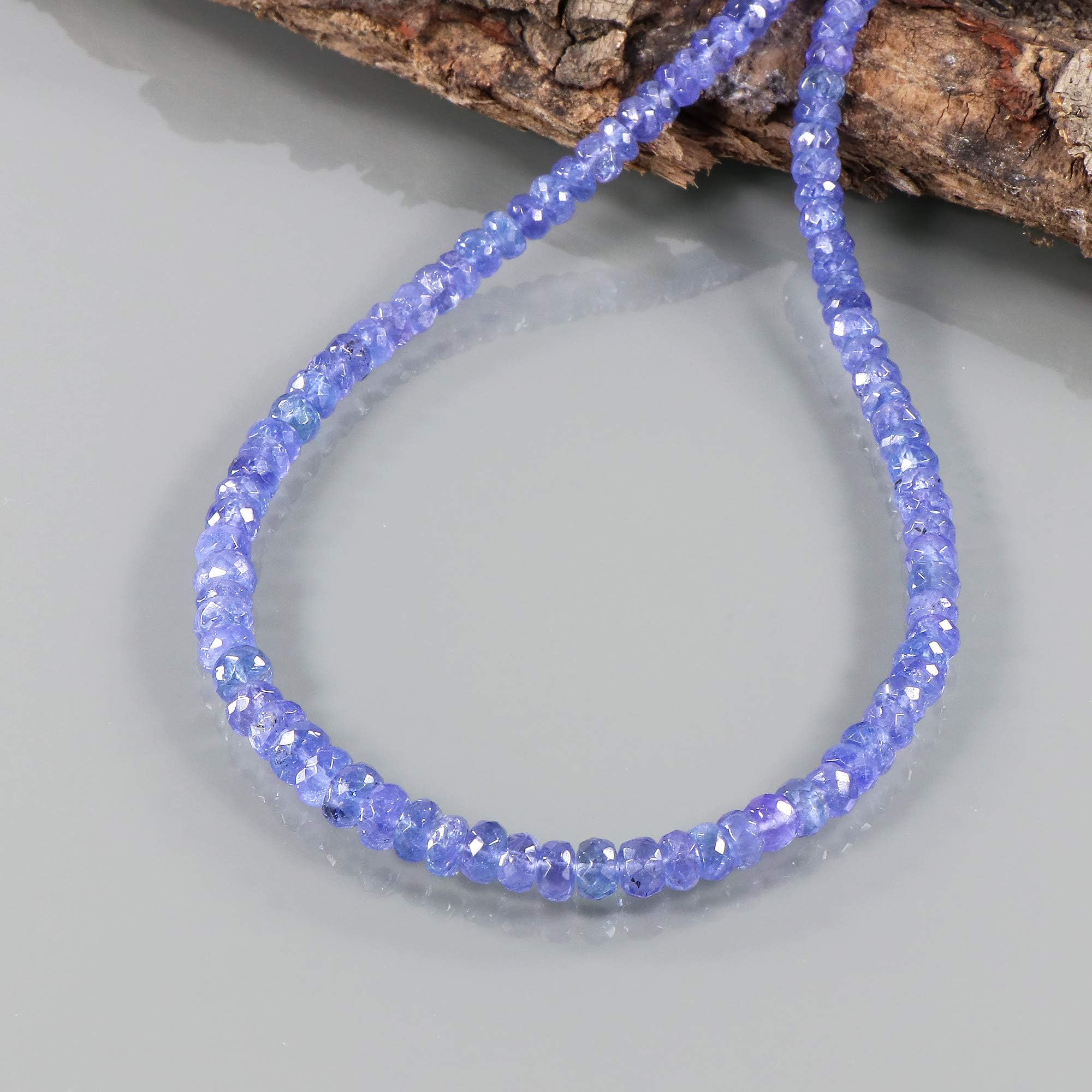 Collana di tanzanite naturale con lucchetto in argento sterling 925, gioielli di perle di tanzanite genuina sfaccettata, collana blu