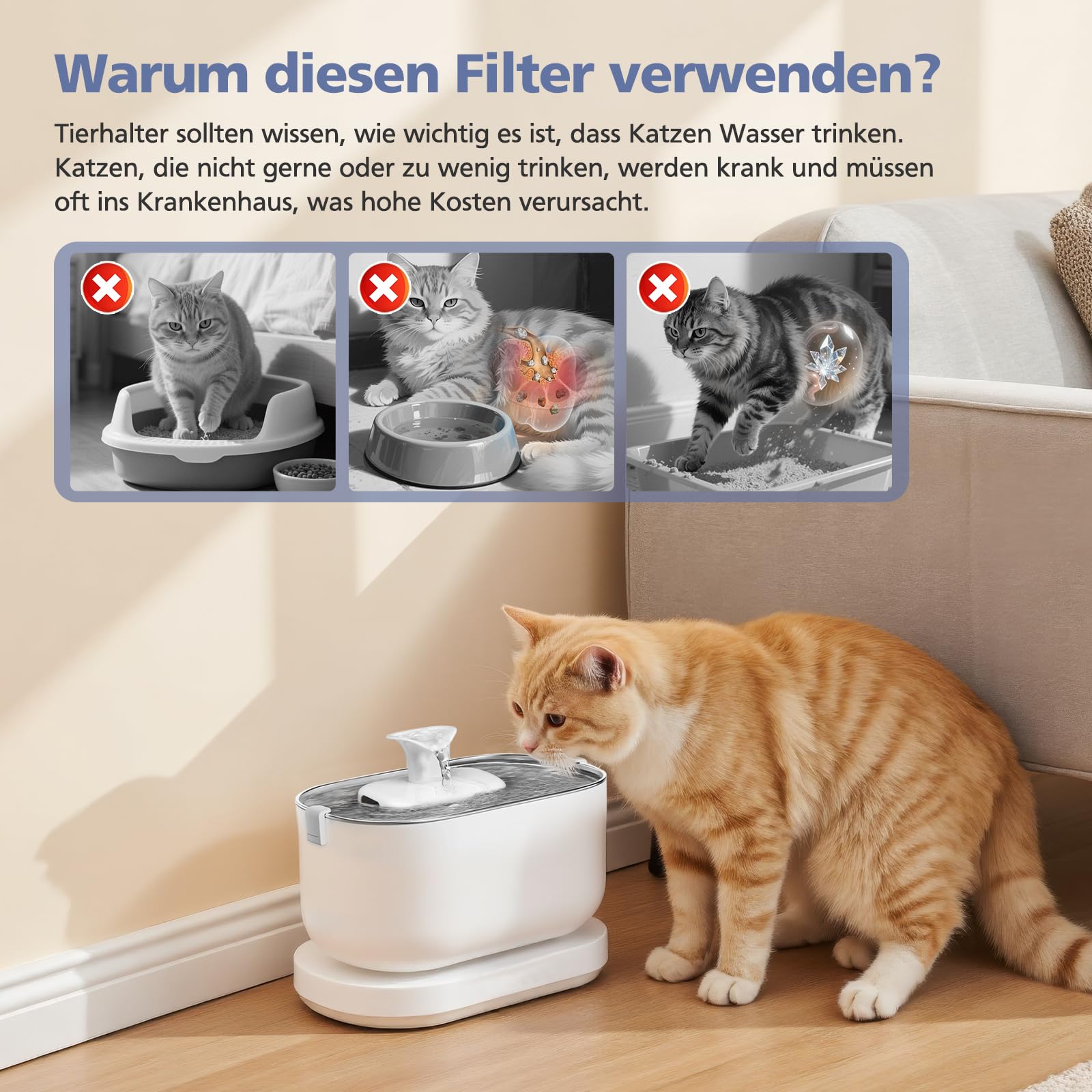 16 Stück Katzenbrunnen Filter für PETLIBRO Dockstream Tomxcute Katzentrinkbrunnen PLWF005 / PLWF105 / PLWF115 / PLWF305