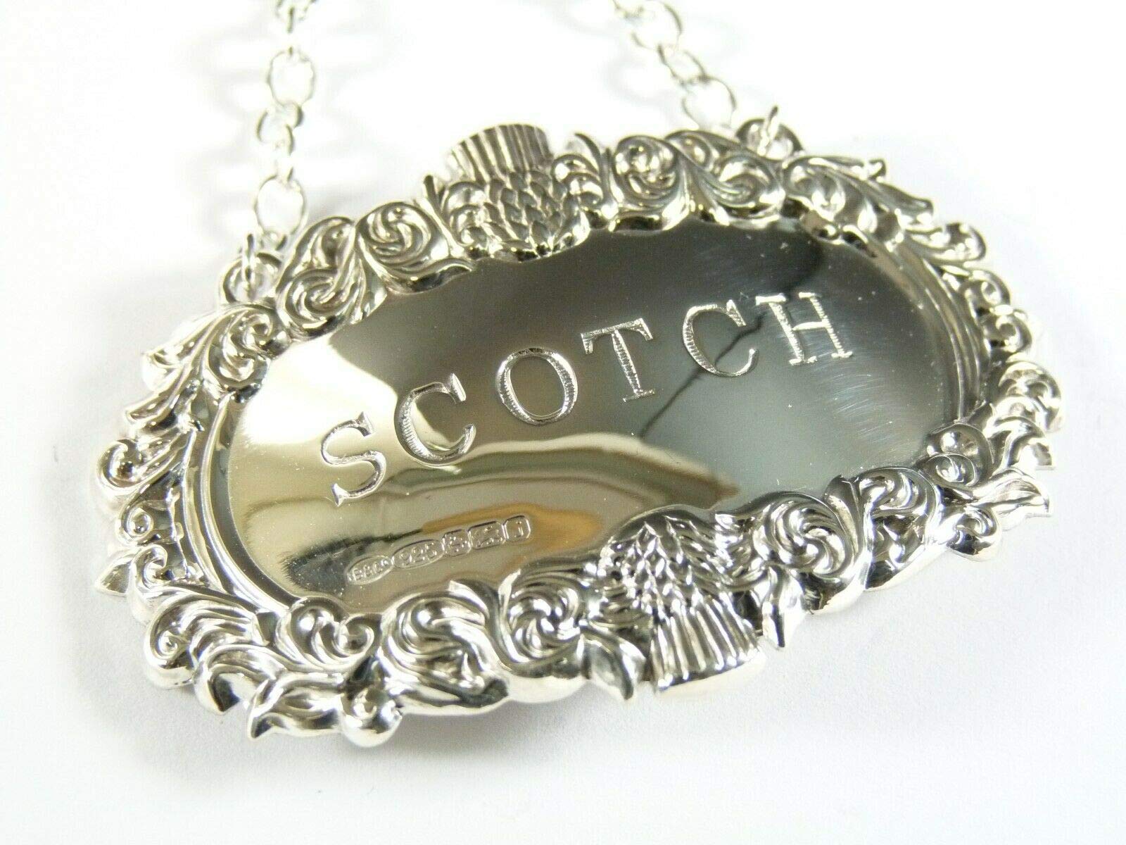 NEW Sterling Silver Thistle DECANTER/Wine Label - SCOTCH - Boxed