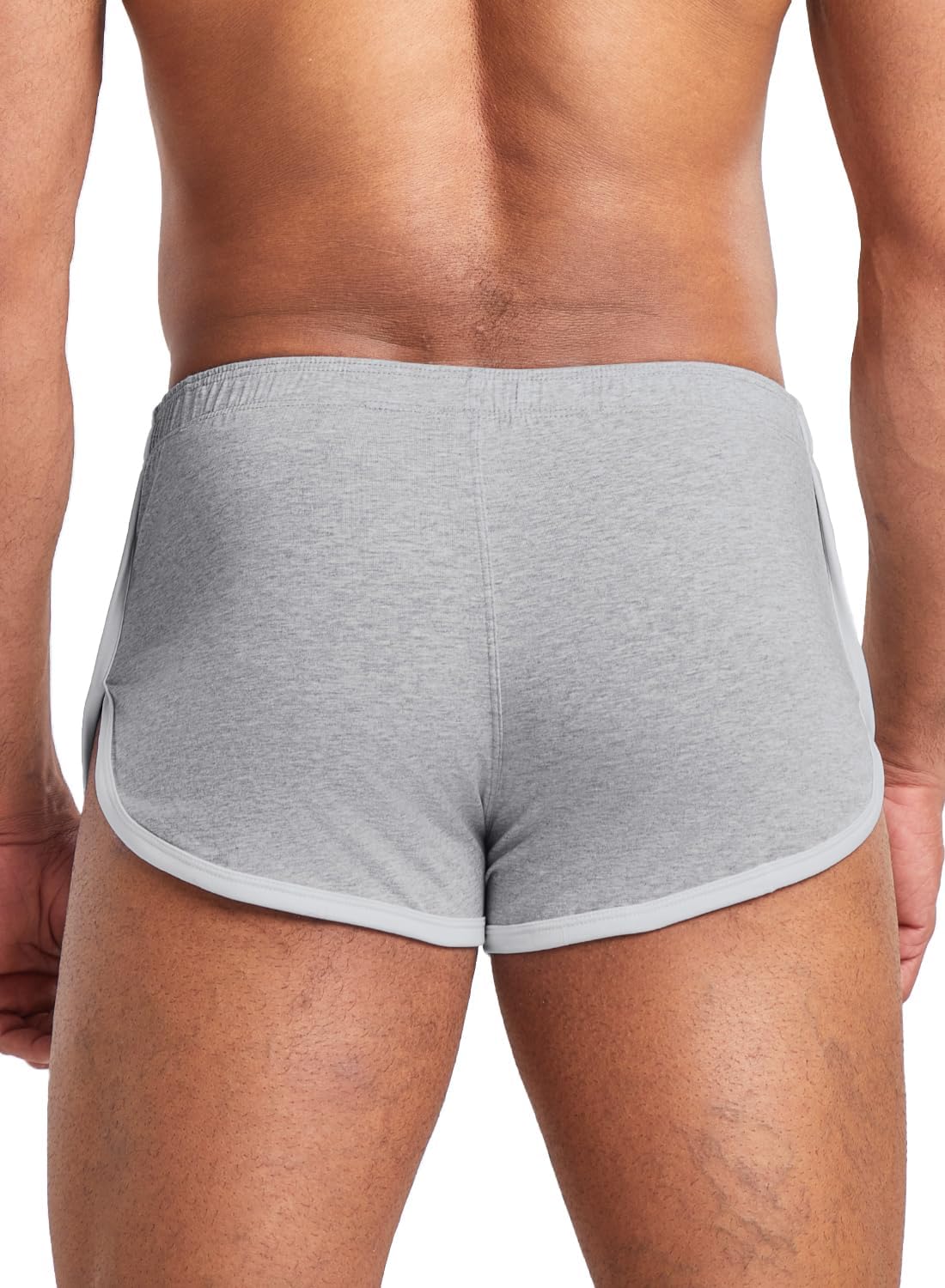 MIZOK Mens Cotton Booty Boxer Short Low Rise Split Side Workout Gym Lounge Shorts - Image 3