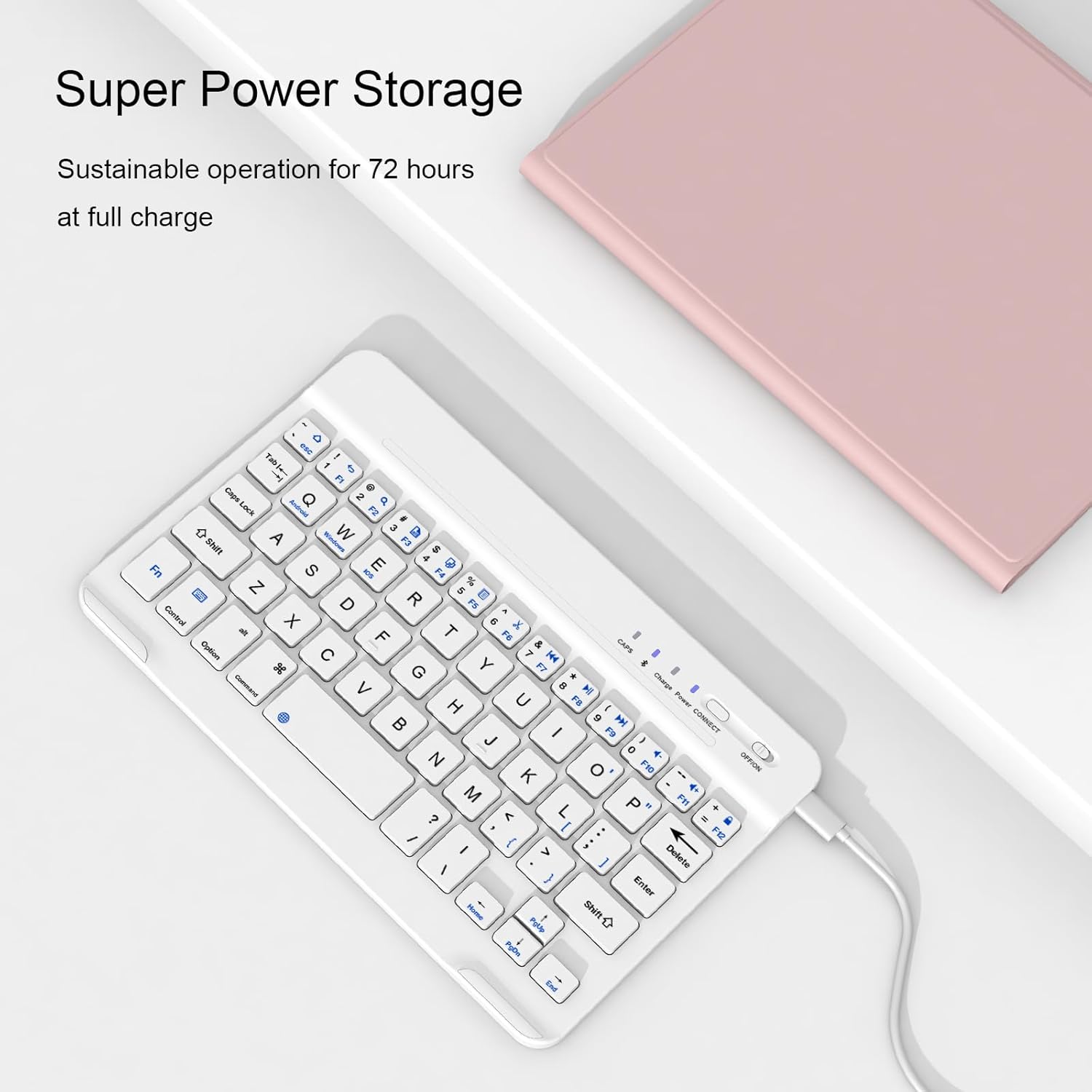 Keyboard Case for iPad mini 7th Generation (A17 Pro) 2024 / 6th Gen 2021 8.3 Inch [Magnetic Detachable Wireless Keyboard][Support 3 System] Flip Stand Case with Pencil Holder, Light Pink