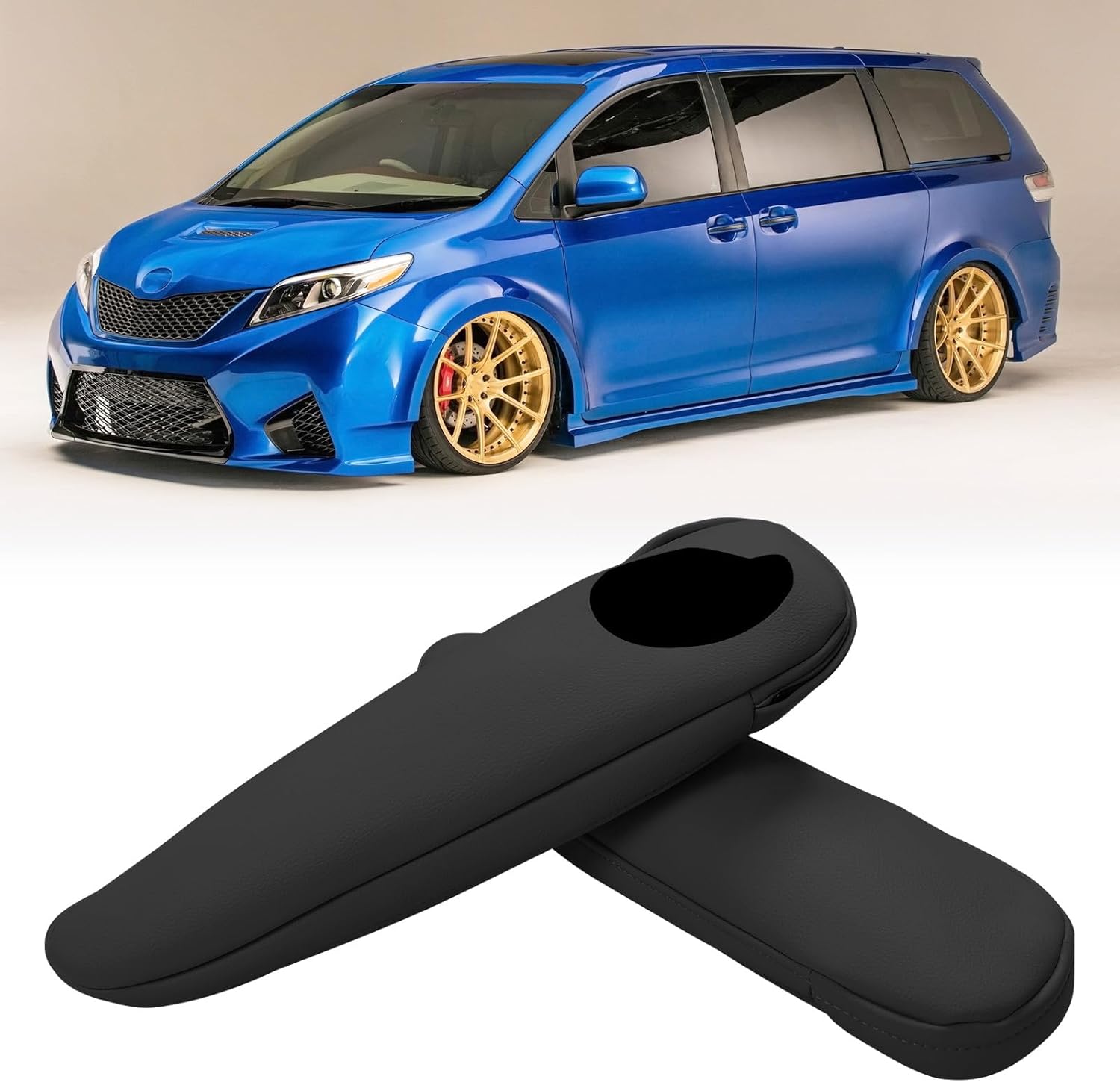 Compatible with Car Front Seat Armrest Cover for Toyota Sienna 2011 2012 2013 2014 2015 2016 2017 2018 Microfiber Leather Seat Arm Rest Cover for Front Driver and Passenger Side 2PCS Black