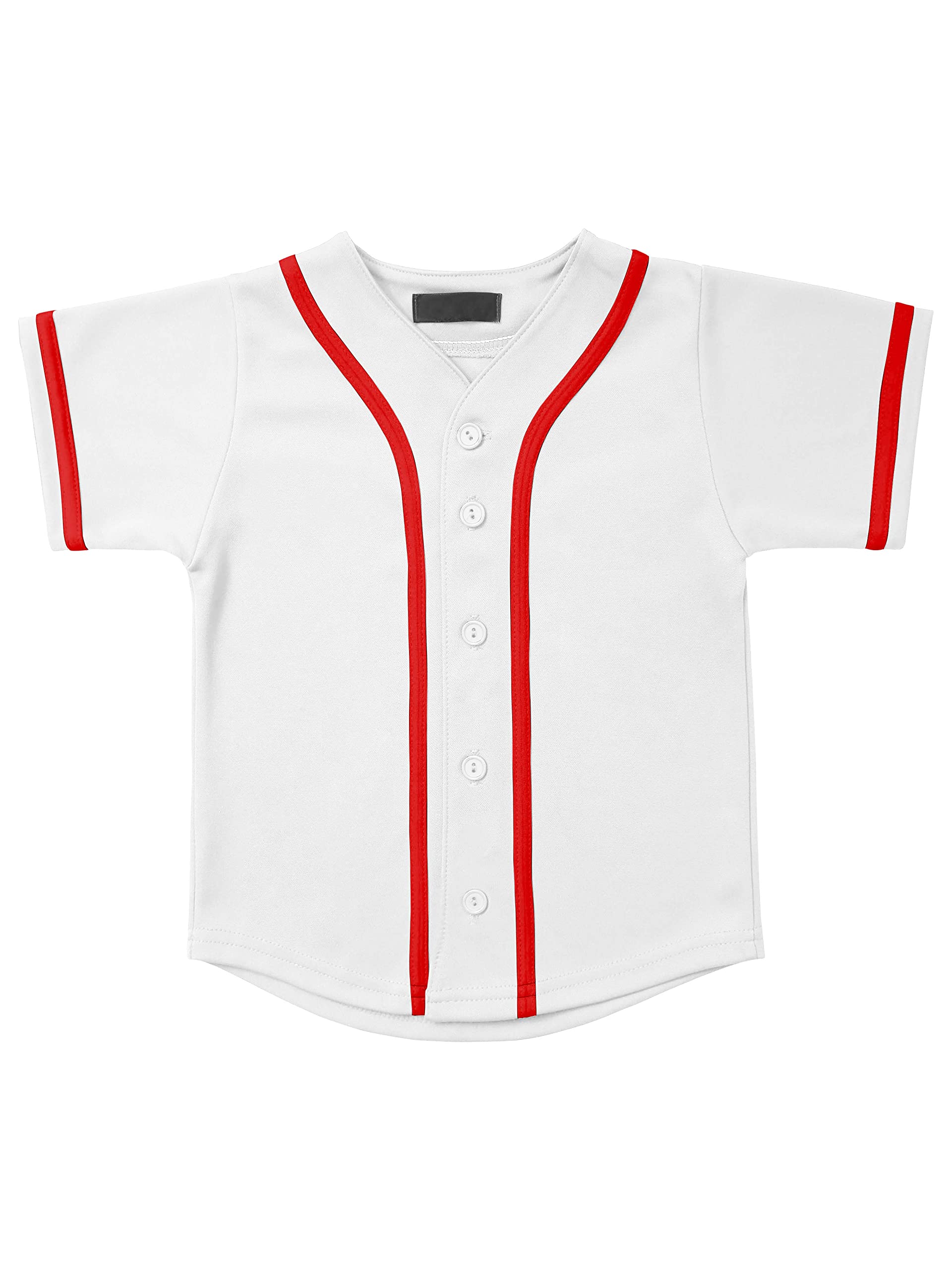 Hat and Beyond Kids Baseball Jersey Button Down T Shirts Hipster Plain Hip Hop Uniforms (02T, 5pu01_WHI.RED)