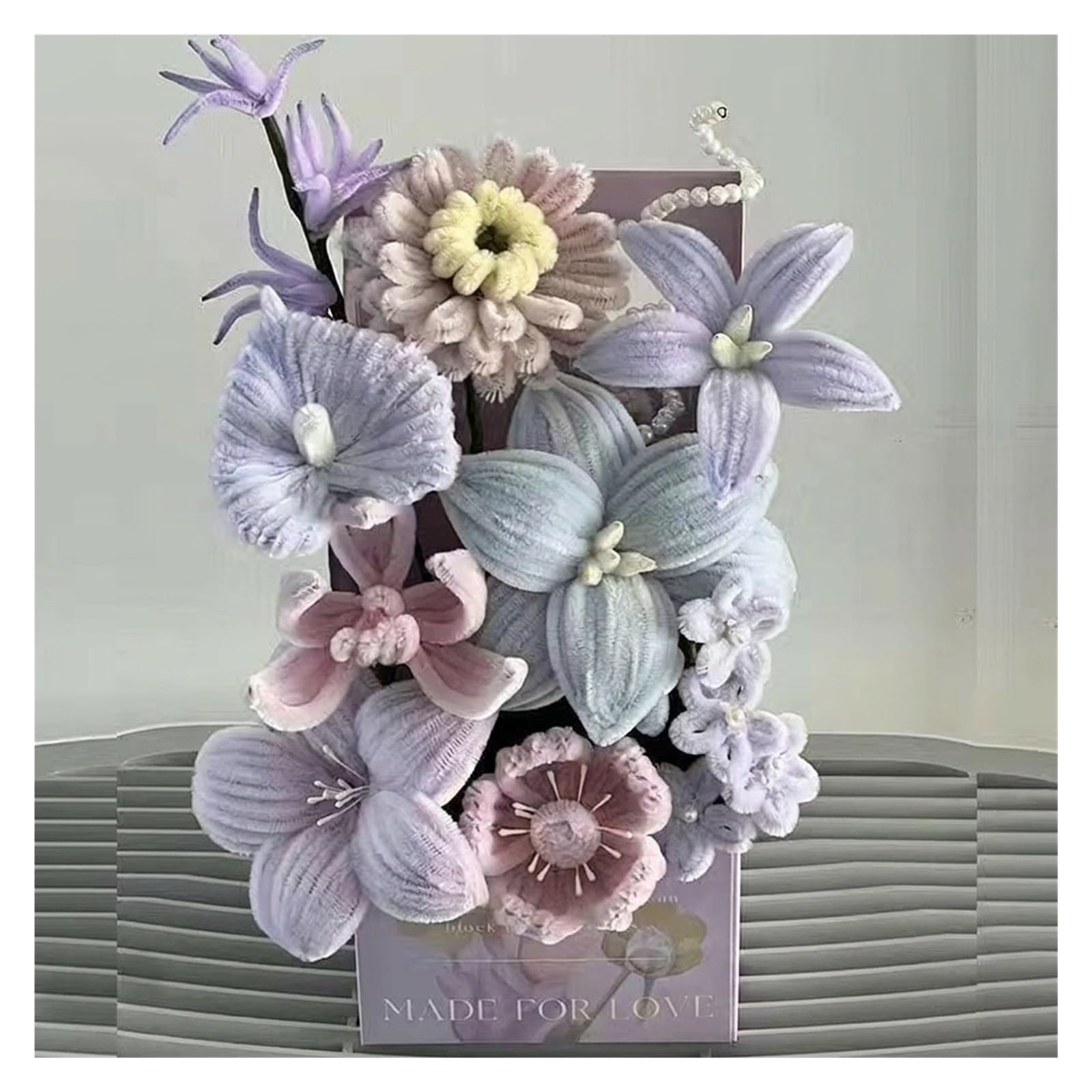 DIY Quilting Fabric kit Handmade DIY Pipe Cleaner Flower Box Craft Kit
