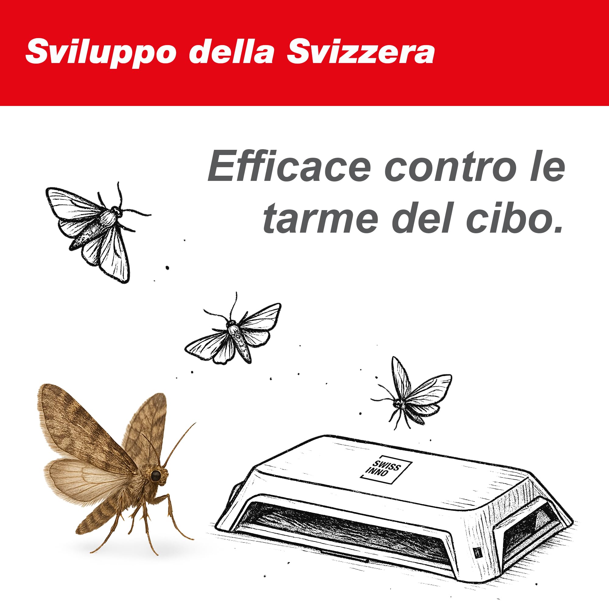 SWISSINNO Trappola per Tignole Alimentari – 2 Pezzi – Trappola con Feromone per Dispense e Cucine – Monitoraggio di Infestazioni da Tignola del Cibo – Facile da Applicare