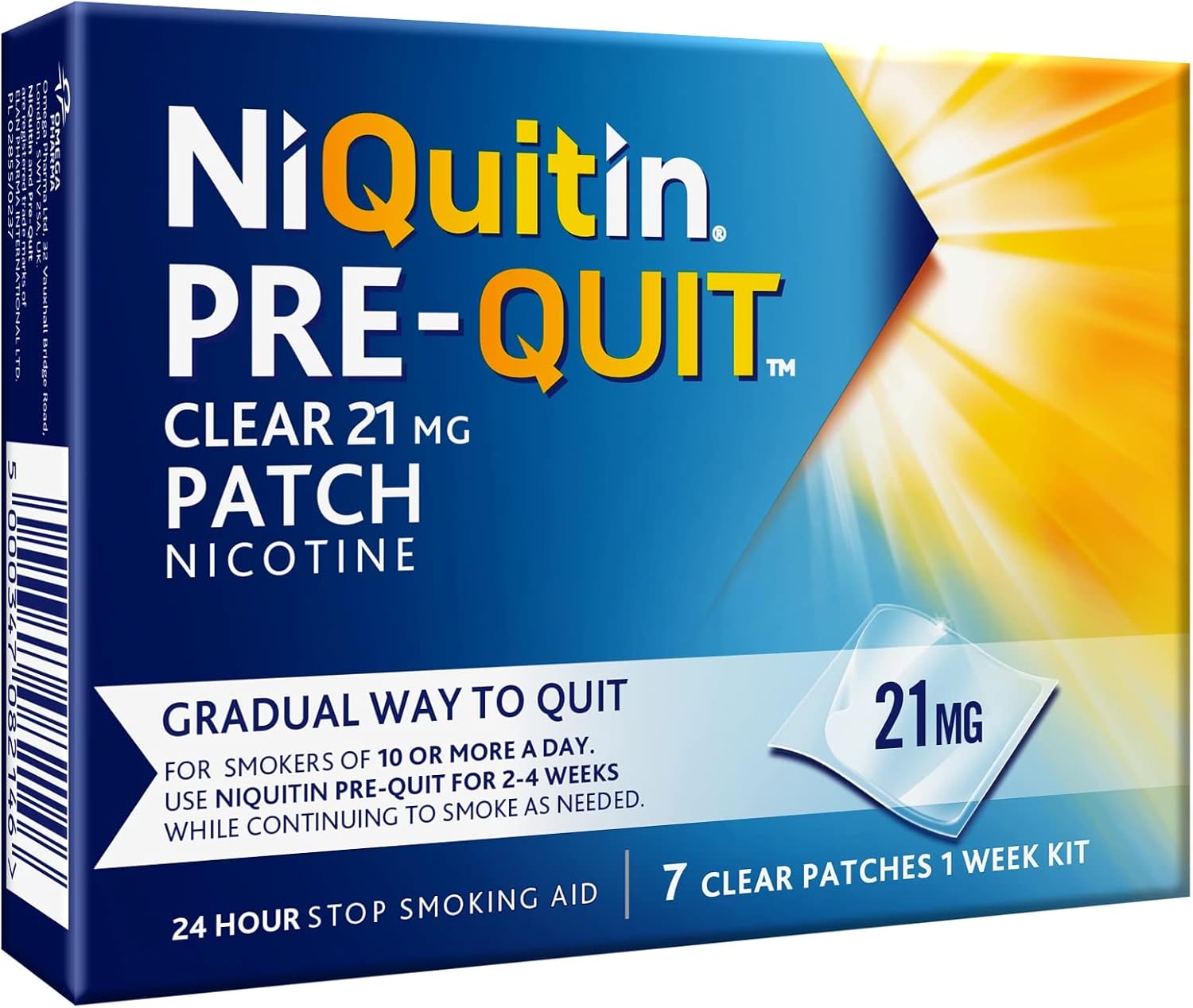 NiQuitin Nicotine Patch PreQuit Patch 21 mg 7 Clear Nicotine