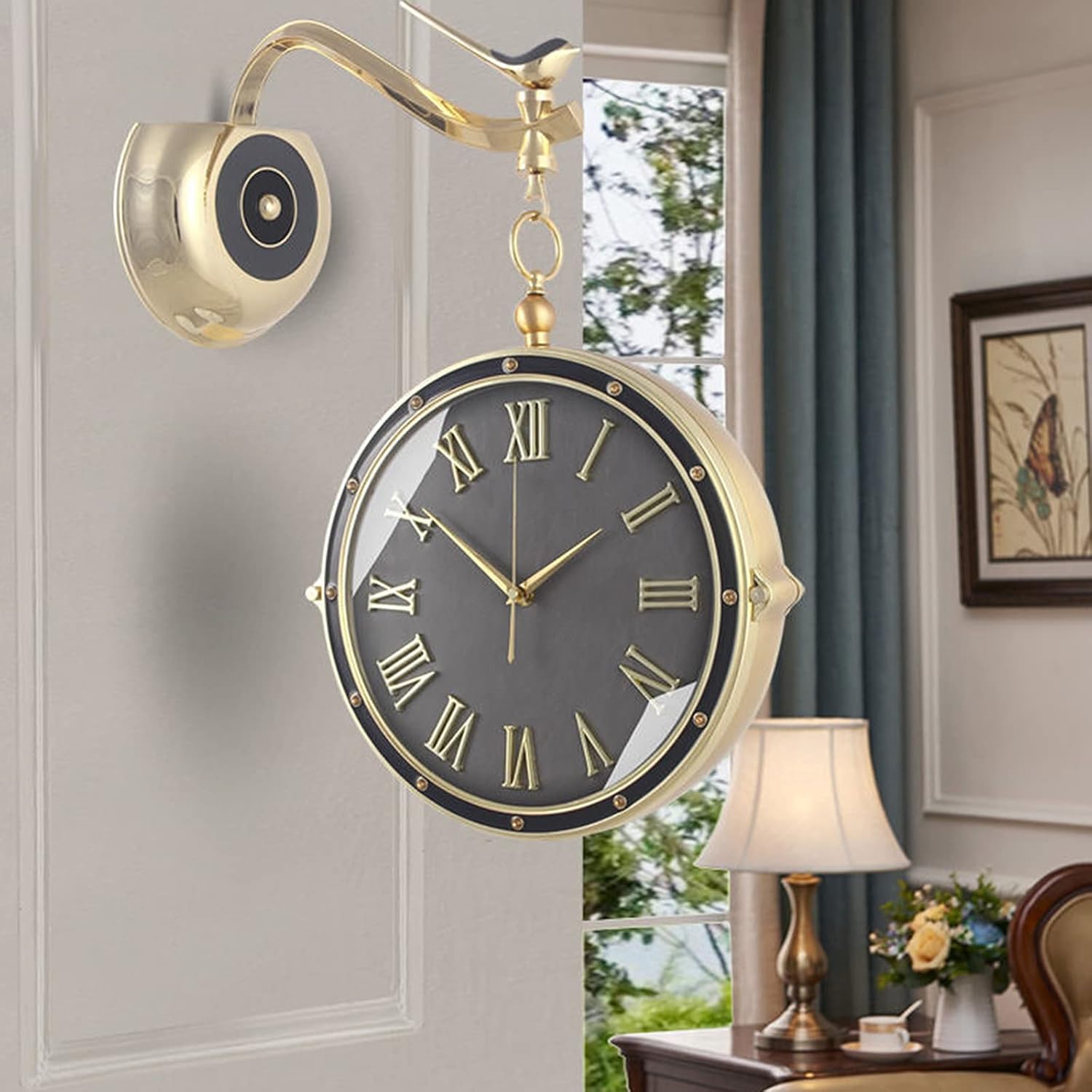 Outdoor Garden Wall Clock Double Sided Living Room Porch Clock European Style Watch Mute Movement Clock Wall Decoration Wall Hanging - Decorative Wall Clocks