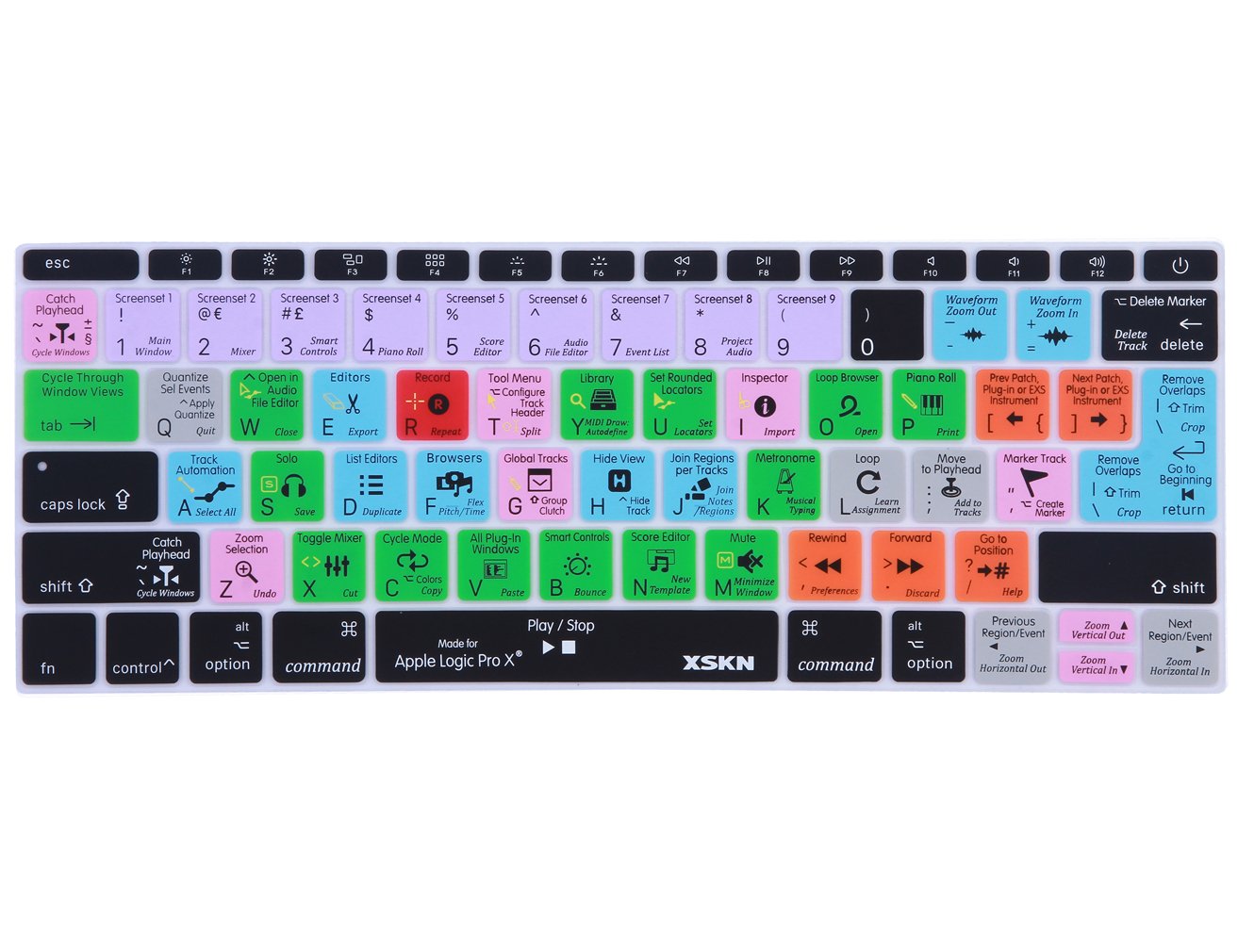 XSKN 2016 Shortcut Design Series Keyboard Skin Cover for New Macbook 12 (2015 Model A1534) and New MacBook Pro 13 (2016 Newest Version A1708, No Touch Bar), US&EU Version (Logic)