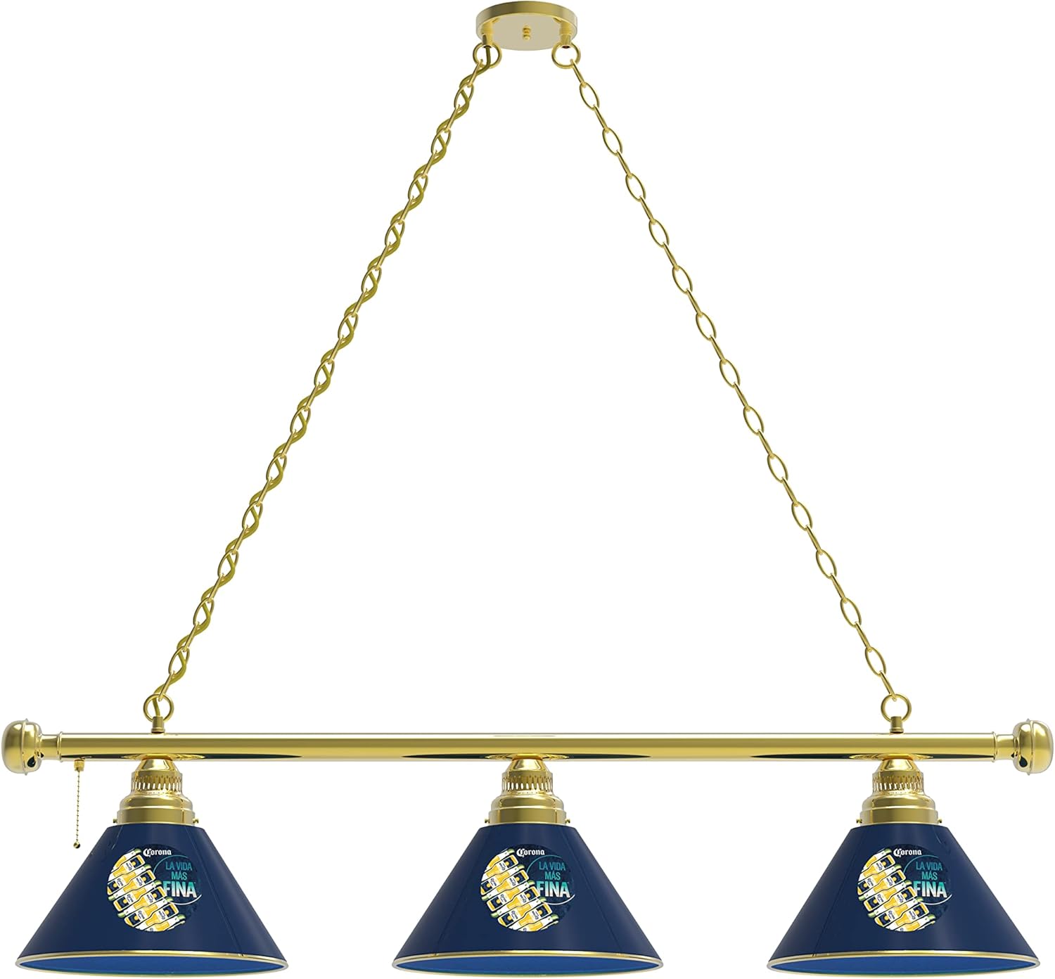 Holland Bar Stool Co. Indoor Modern Bright Ceiling Pendant Lighting Shade Corona (LimePtrn) 3 Shade Billiard Light with Brass Fixture