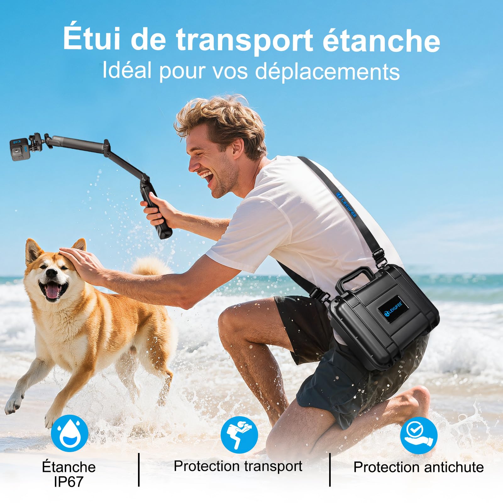 Lekufee Boîte étanche pour Gopro Hero 13 Black/12/11/10/9/8, LIT Hero,Hero 4K,Module médias,Volta,Creator Edition,Caméra d'action et Autres Accessoires (étui Uniquement)