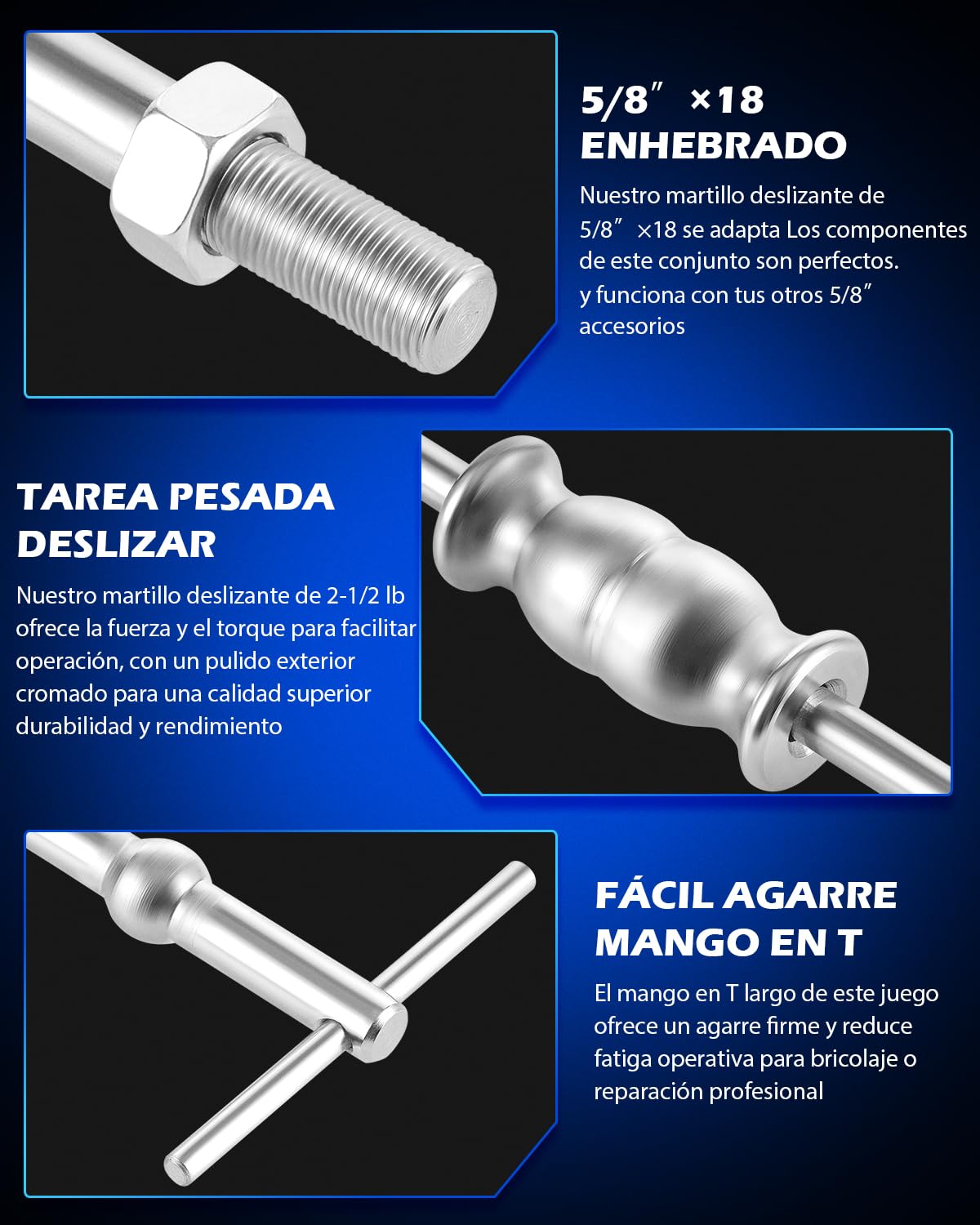 Orion Motor Tech Juego de Herramientas para Extractor de Cojinetes del Eje Trasero y Juego de Martillo Deslizante, Horquilla de Martillo Deslizante y 3 Adaptadores de Extractor de Eje Trasero