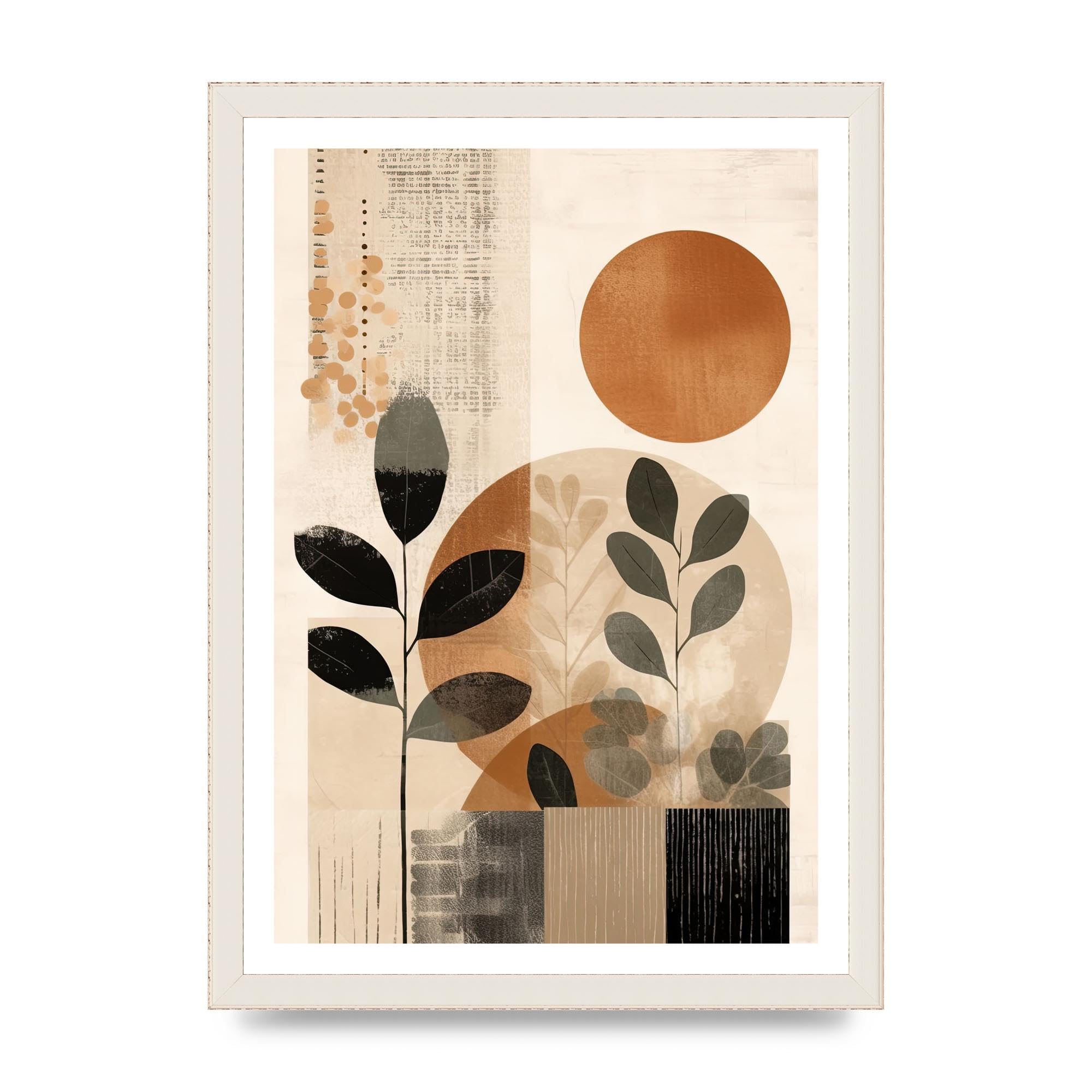 Lithobee - Abstract botanical art Home Wall Art Prints in Sizes A2, A3 & A4 Framed in a Stylish Quality Coloured Frame or Unframed - A3 White Grain Frame