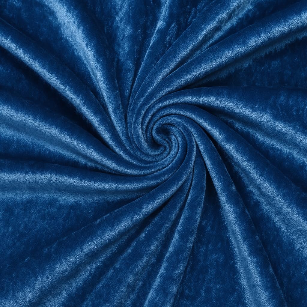 Navy Crushed Velvet Fabric – 1.5 Metre Length x 150cm Wide – Soft Luxury Material for Upholstery, Dressmaking, Crafts & Décor