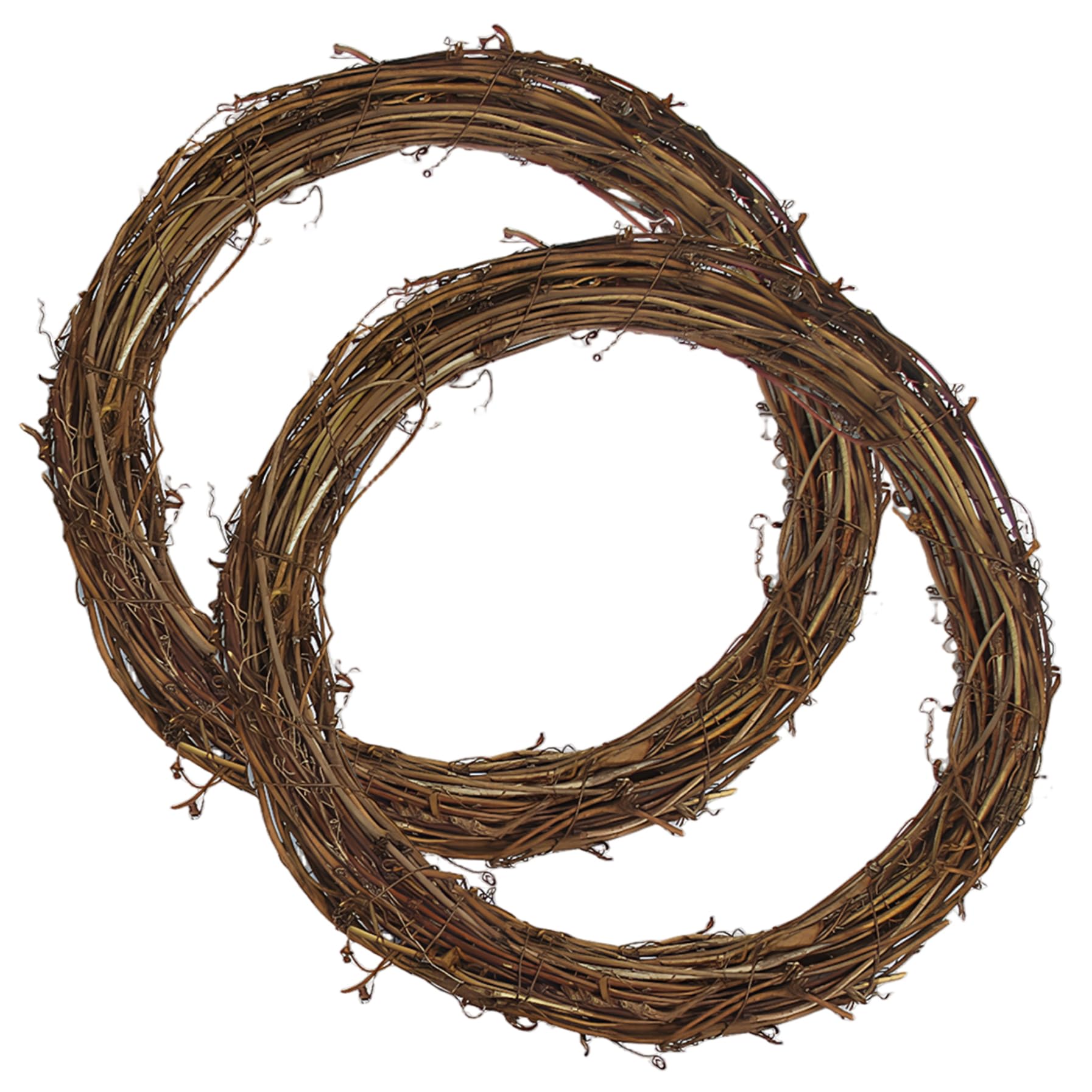 Ngbbby 2PCS 14 Inch Natural Grapevine Wreath Ring, DIY Craft Base for Seasonal Decor Christmas Wreath Form for Front Door