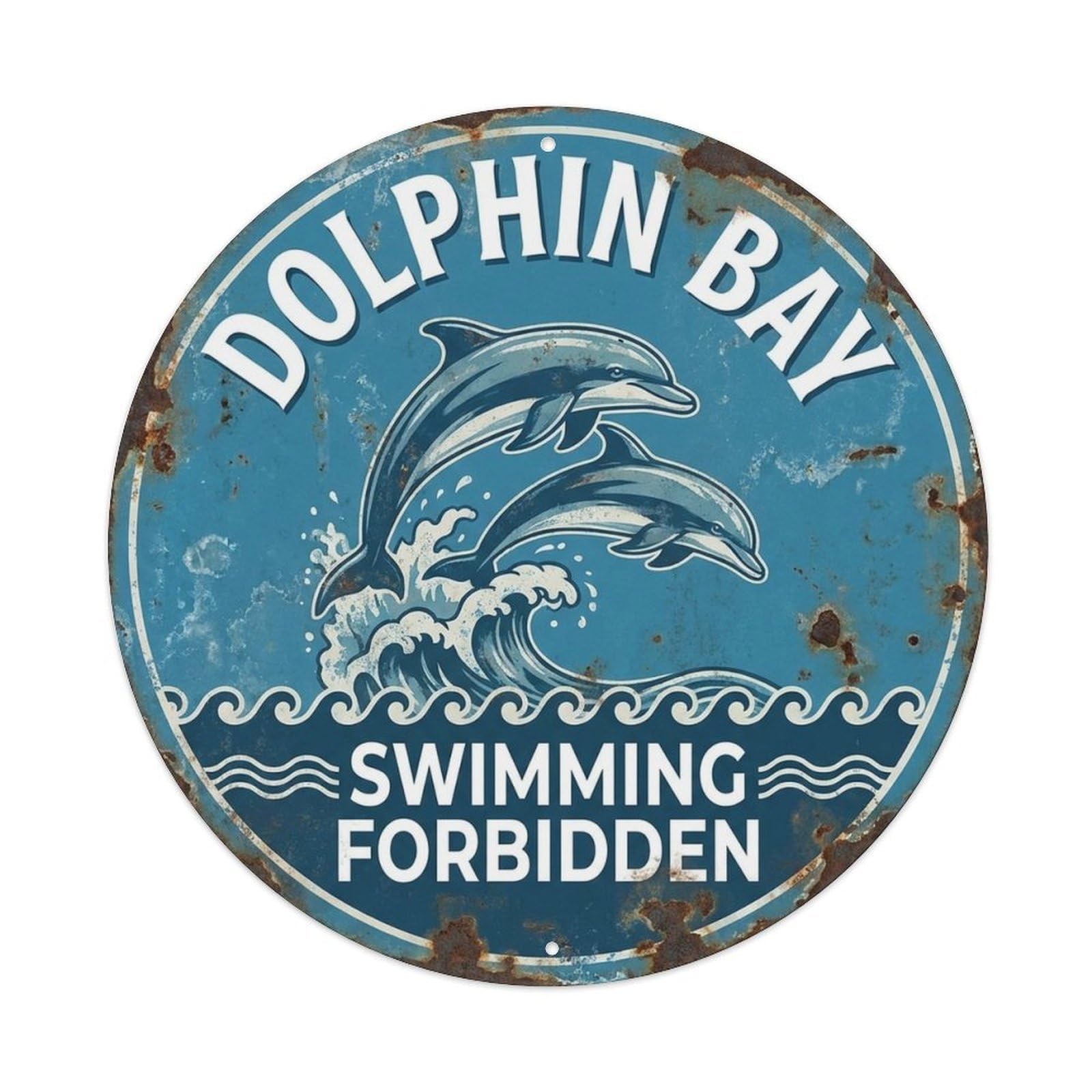 Dolphin Bay Swimming Forbidden Wildlife Notice Metal Tin Sign