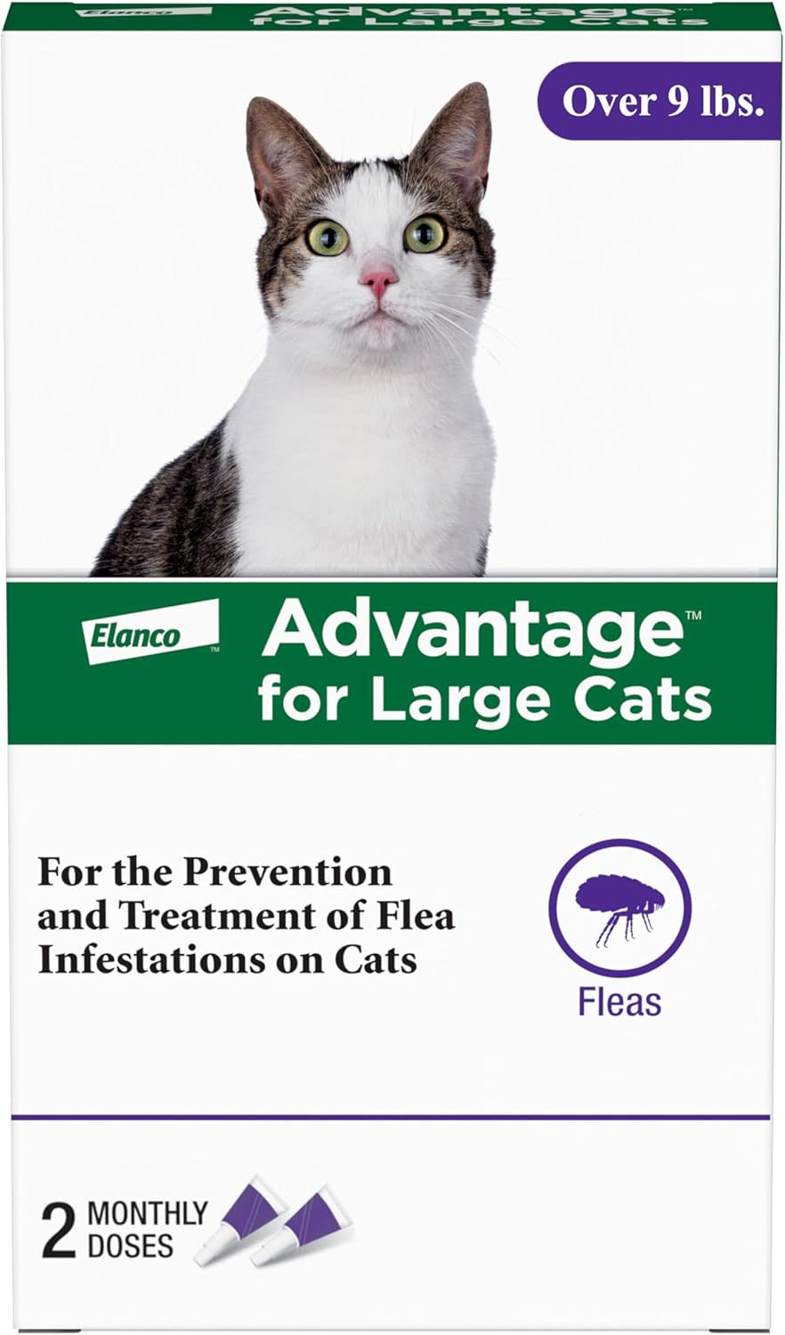 Advantage Topical Cat Flea Treatment and Prevention for Large Cats Over 9 lbs. | Apply Flea Drops Monthly | 2 Treatments