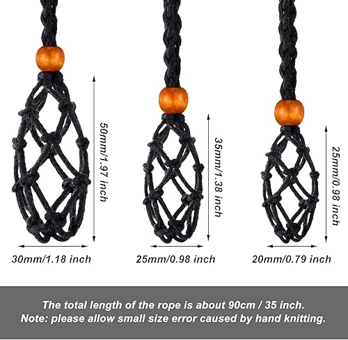 Miniatura 2 de Shappy 3 piezas de cordón de collar vacío soporte de piedra colgante soporte de piedra ajustable collar collar collar soporte de piedra collar