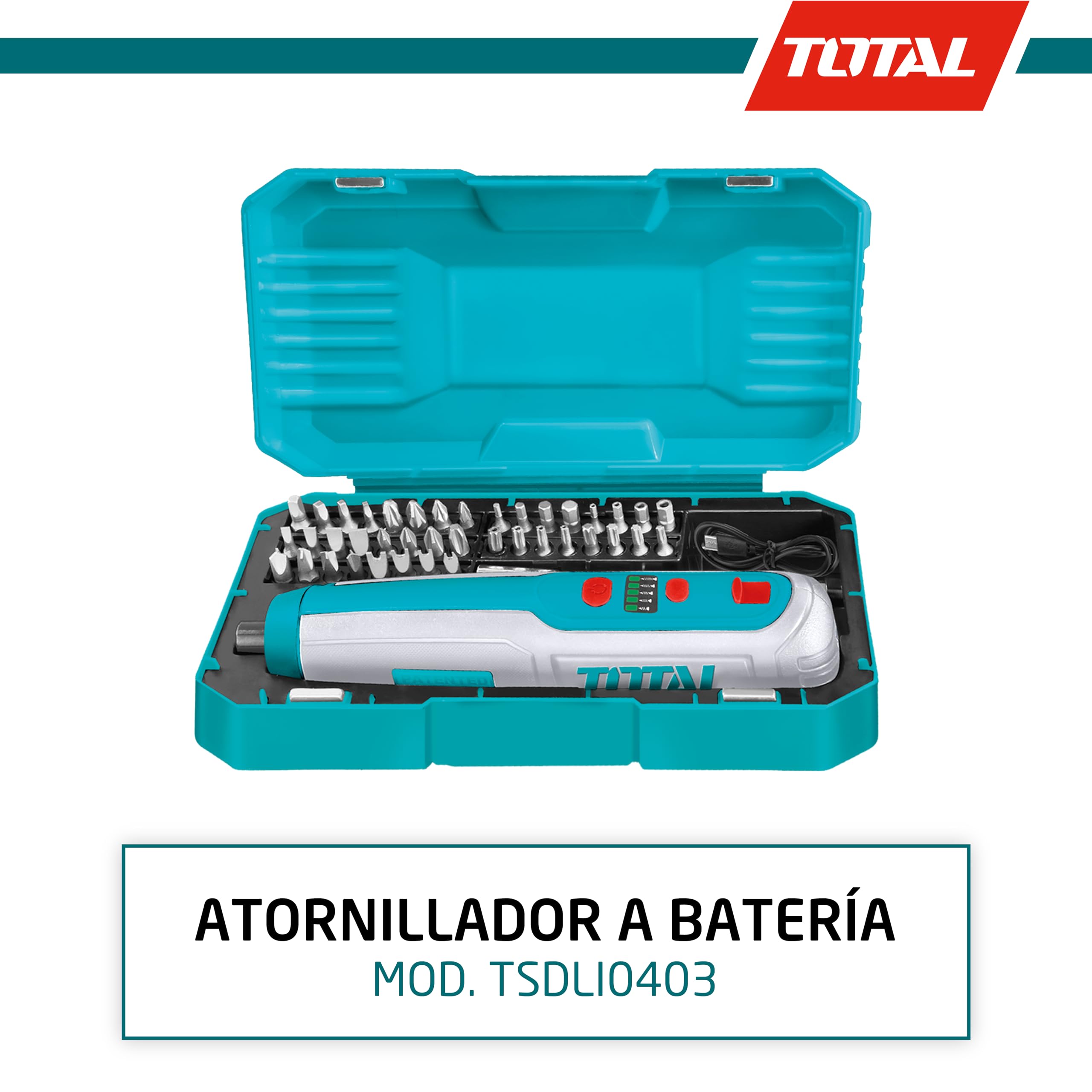 Total Tools - Chave de fenda elétrica de bateria de lítio de 4 V