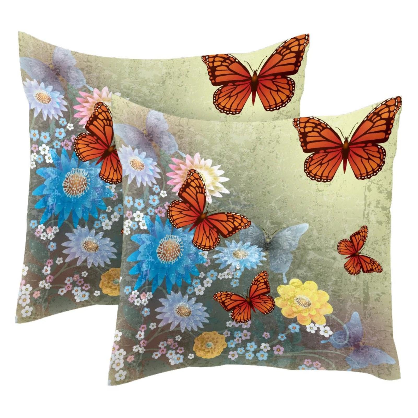 Housses de coussin fleurs papillons vintage 45,7x45,7 cm déco canapé