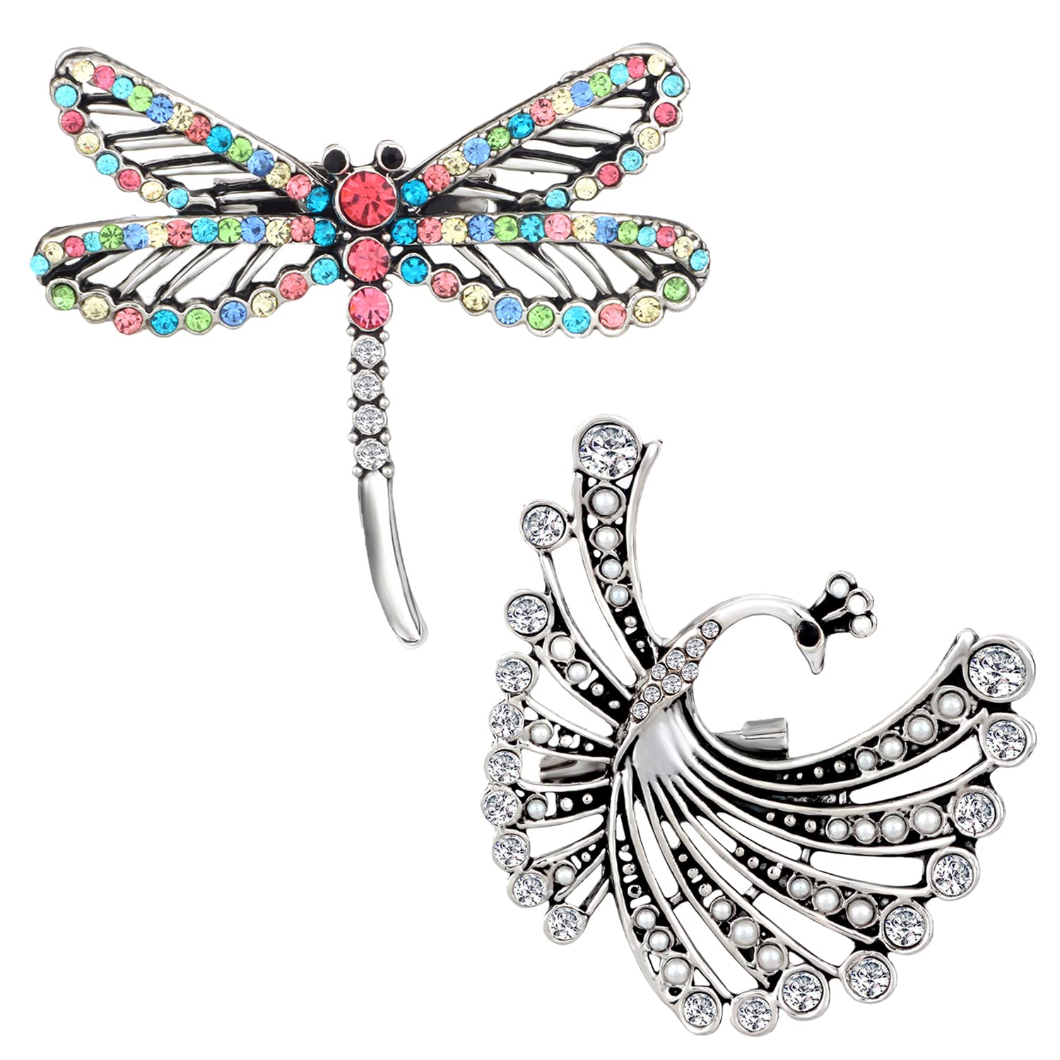 Mahi Combo of Butterfly and Flying Peacock Shaped Wedding Brooch/Lapel Pin with Multicolor Crystals for Women (CO1105512R) (B0BKT4TJZ8) Amazon Price History, Amazon Price Tracker