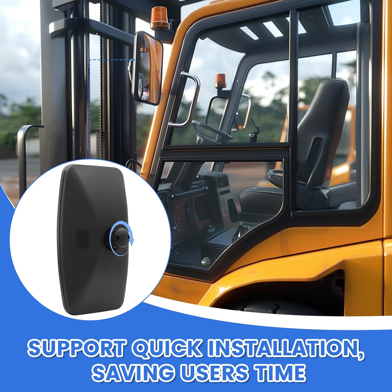 Tractor Mirrors Wide Angle Ajustable Convex Forklift Truck Mirror to Reduce Side Rearview Blind Spot for Excavator, Tailer Replacement 16 * 8.5 inch (2, 16 * 8.5 inch)