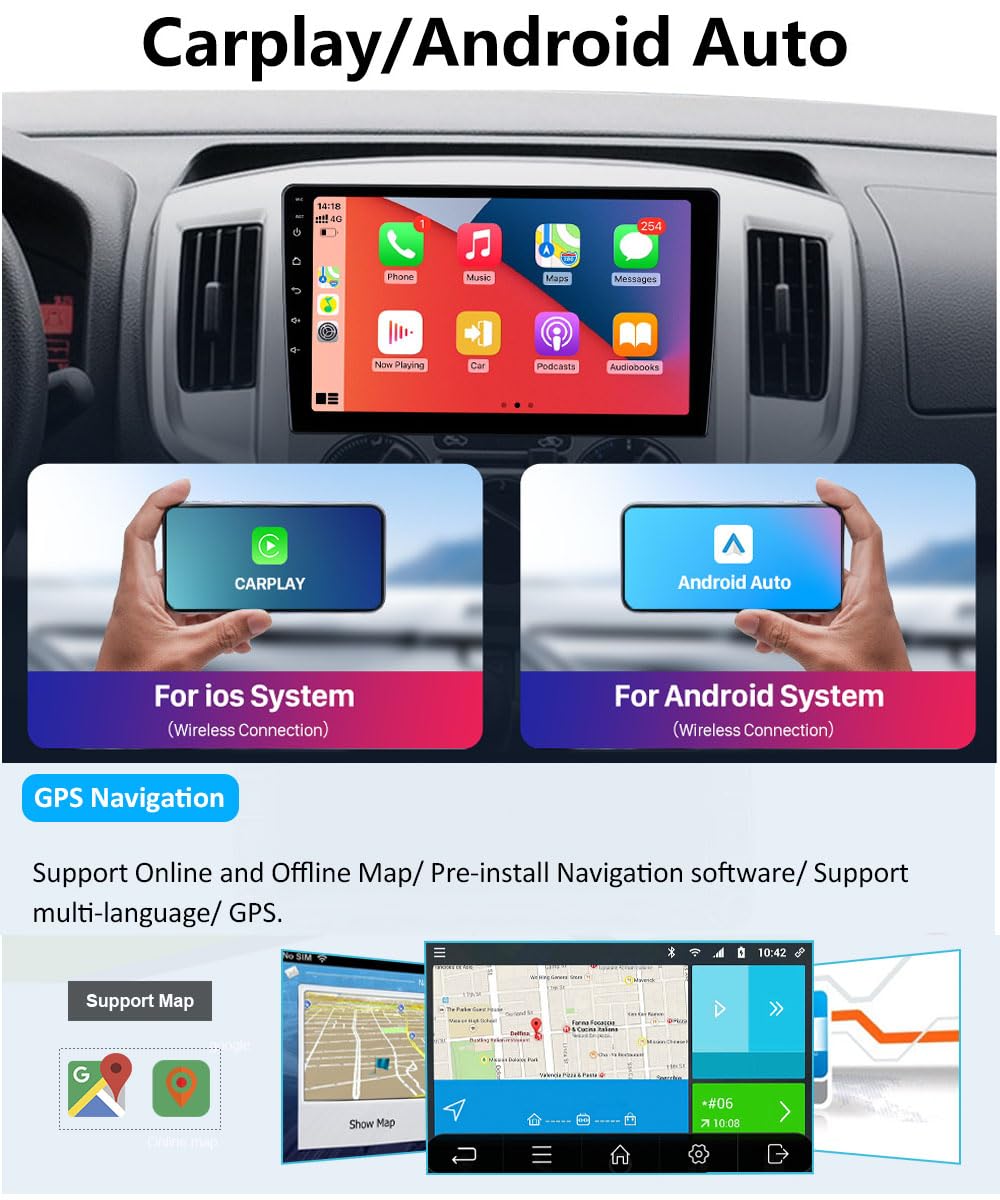 9" HD Android Auto GPS Radio Navigator Carplay Replacement for Skoda Citigo E-Citigo AA NF1 NE1 RCD215 Replacement for VW Load UP 121 122 123 BL1 BL2 BL3 mit GPS Bluetooth FM USB RDS TPMS SWC DAB DVR
