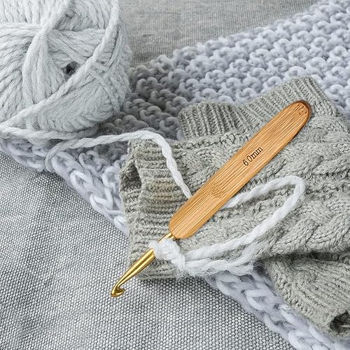 Miniatura 5 de 8 piezas de gancho de ganchillo para rastas, aguja de pelo de ganchillo para trenza, mango de bambú, kit de agujas de tejer, cerraduras de temor,