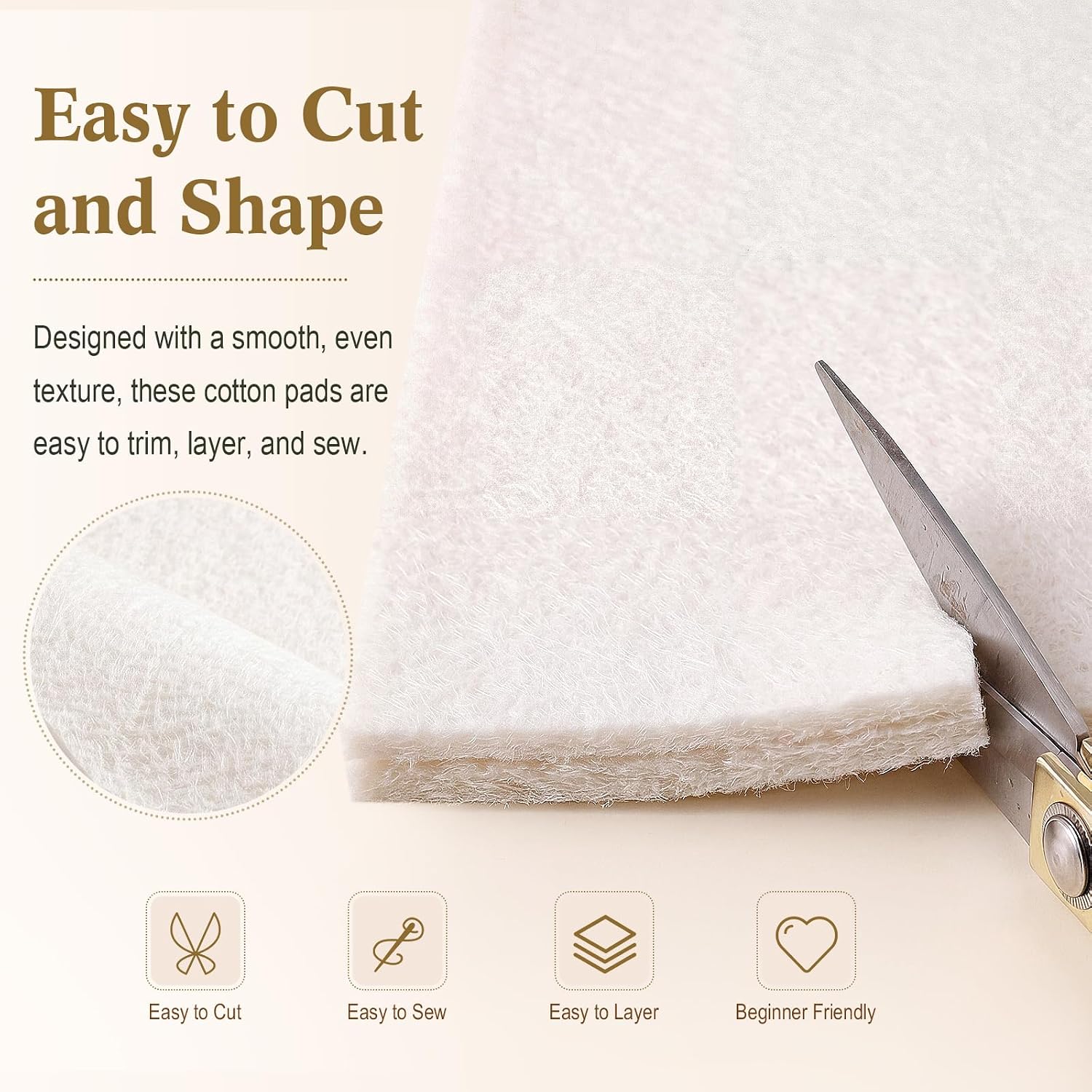 CrystalSylara 40 Pack Cotton Batting Squares for Quilting, Precut 10 x 10 Inch Quilt Batting, 200 GSM Natural Cotton Battings for Pot Holders, Coasters, Sewing, Patchwork and DIY Crafts