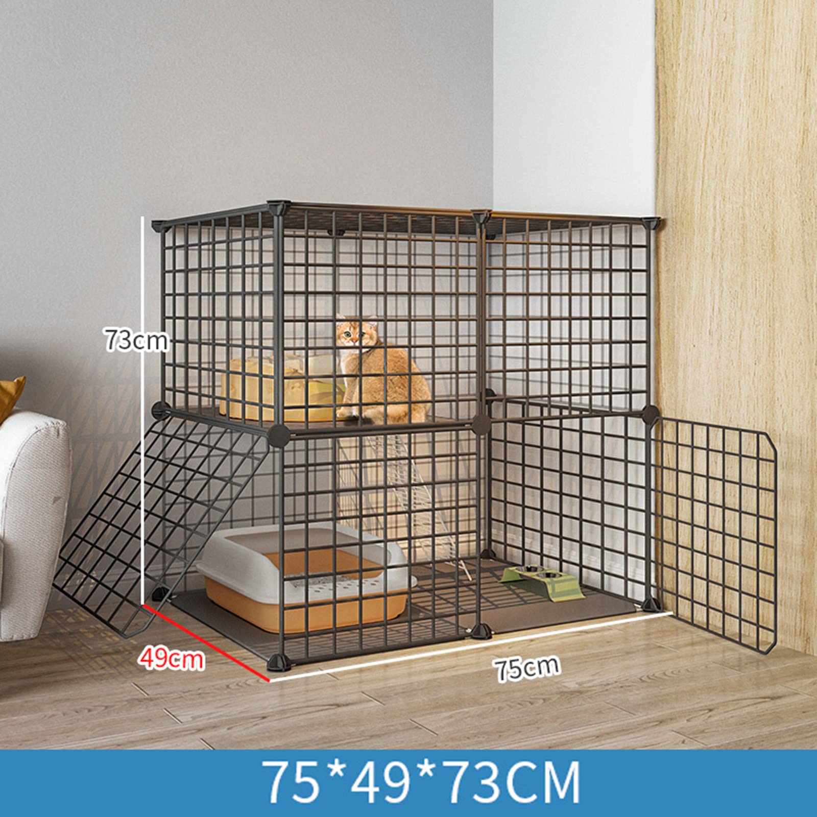 Generico Gabbia per Gatti da Interno di Grandi Dimensioni, Pieghevole, Adatta a Piccoli Animali, in Metallo, Ideale per balconi e balconi (79 * 39 * 73 cm)