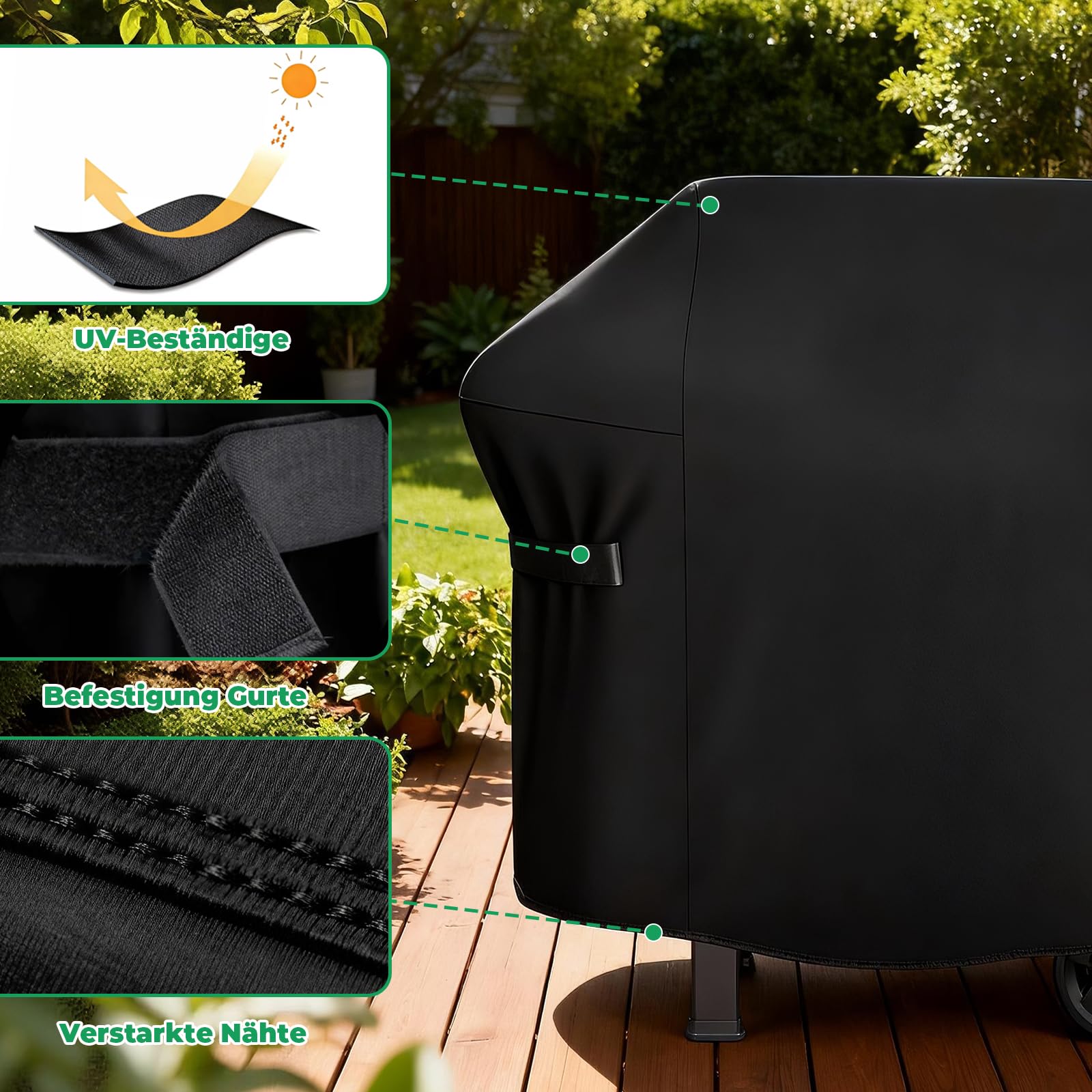 WELL GRILL Pokrowiec na grill gazowy Weber Spirit 300, odporny na warunki atmosferyczne, do grilla gazowego, 132 cm, wodoszczelny, akcesoria do grilla Weber Spirit II E310