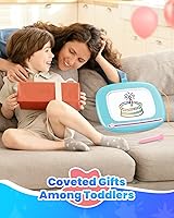 Vista 7 de Tablero de Dibujo Magnético, Juguete para Niñas de 1 a 3 Años, Tablero de Garabatos y Almohadilla Educativa para Bebés de 1, 2 y 3 Años de Azul menta