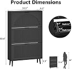 BORNOON Shoe Cabinet for Entryway with 3 Flip Drawers, Slim Wooden Shoe Storage Organizer with Modern Fluted Pannel,Freestanding Narrow Hidden Shoe Rack for Hallway, Foyer, Living Room