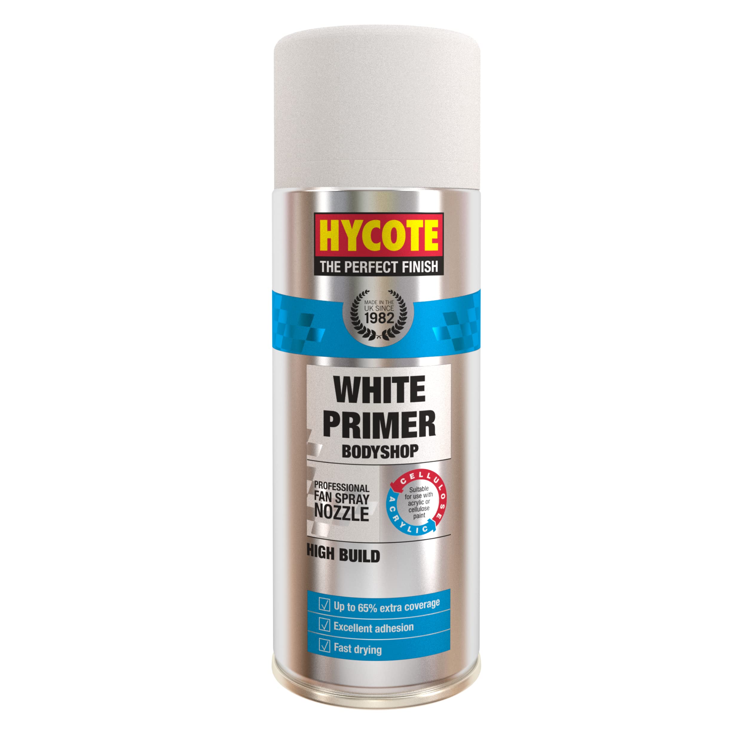 Hycote Bodyshop High Build Aerosol Car Spray Paint, White, 400 ml