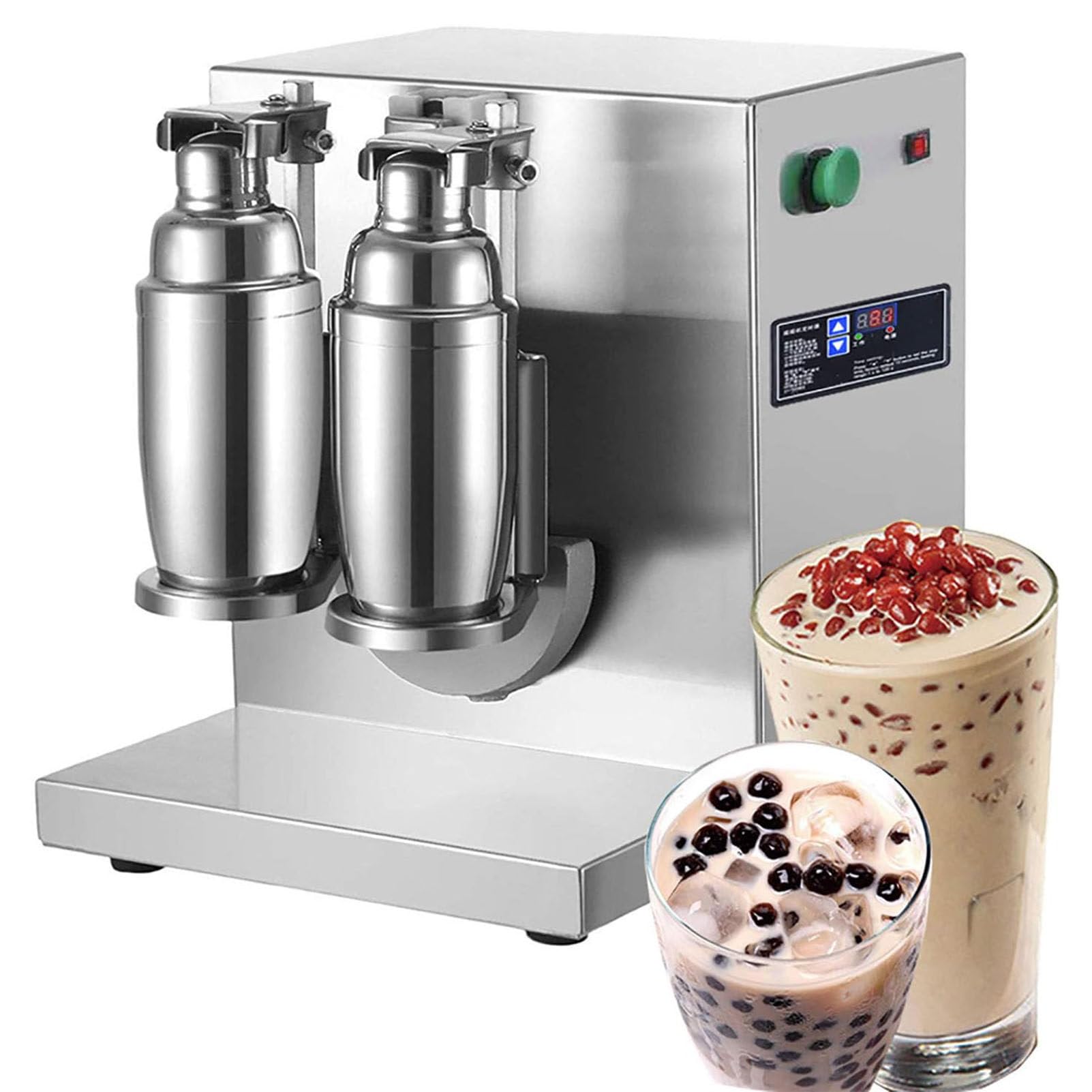 Shaker elettrico per bevande, design automatico a doppia tazza in acciaio inox, per tè al latte, cocktail, succhi di frutta, caffè e vino