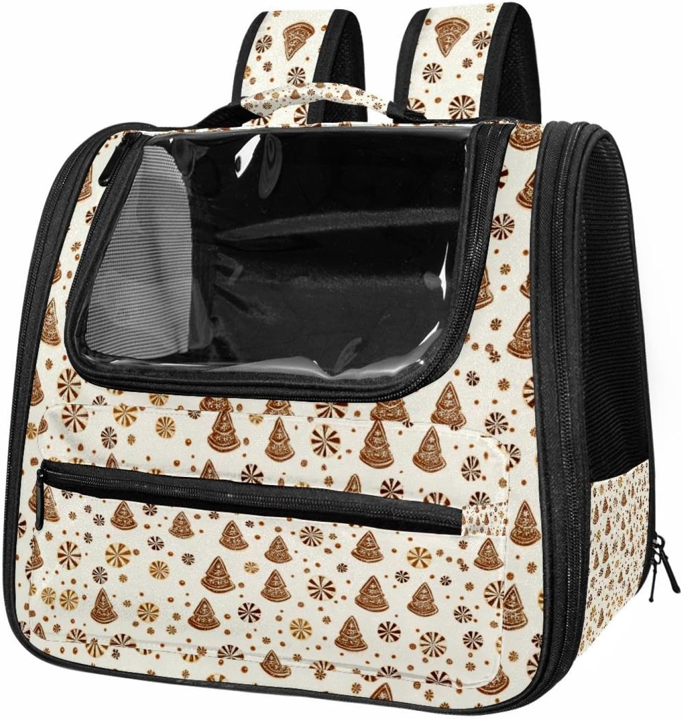 Portable Travel pet Backpack Carrier Hamster Bag Small Dog cat Carrier Breathable Hang Bag, Christmas Tree (5)