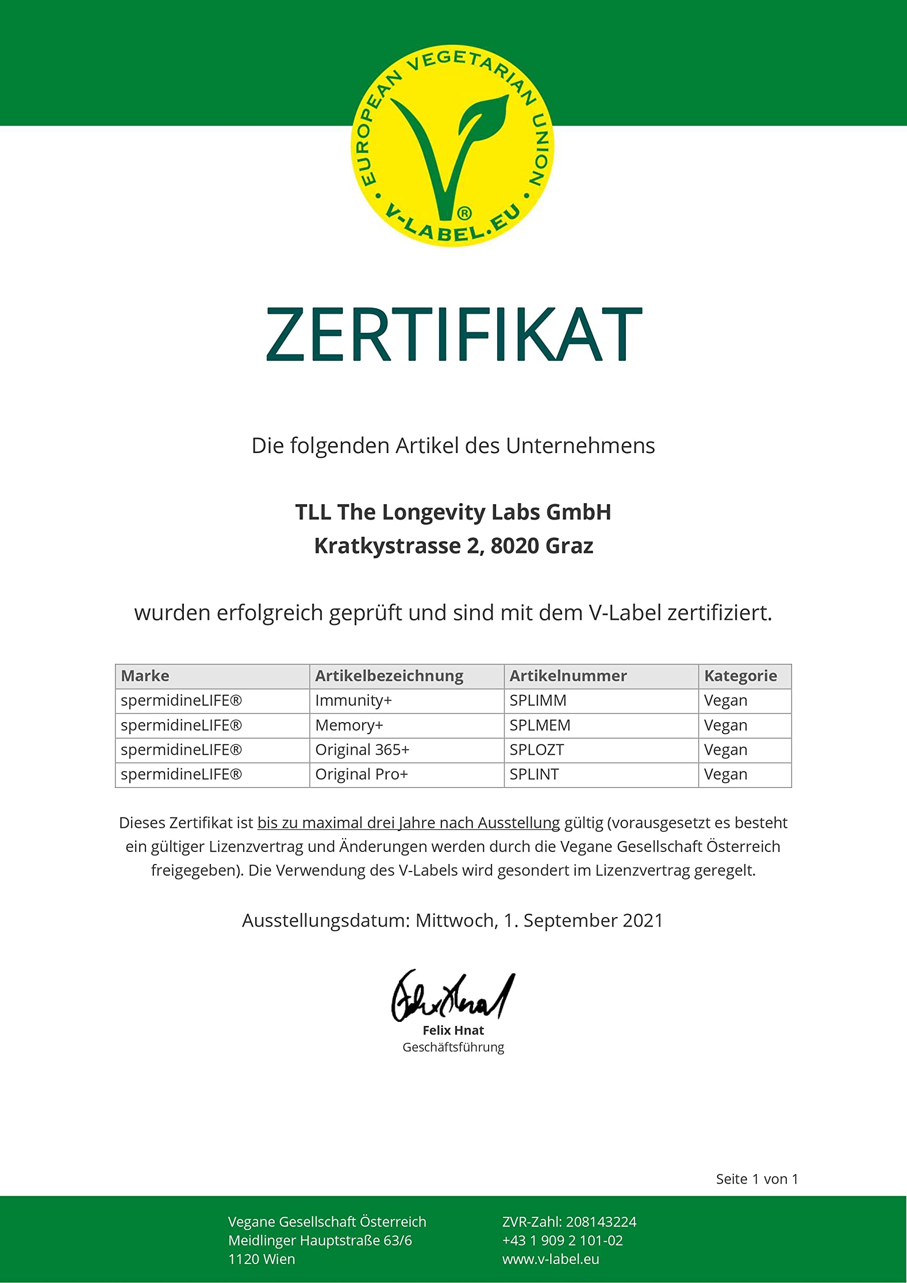 spermidineLIFE Essential – Spermidin Kapseln mit Zink & B1, 360 Stück | 1 mg Spermidin aus CelVio Weizenkeimextrakt – EU Novel Food zertifiziert – für Zellerneuerung & Energiestoffwechsel