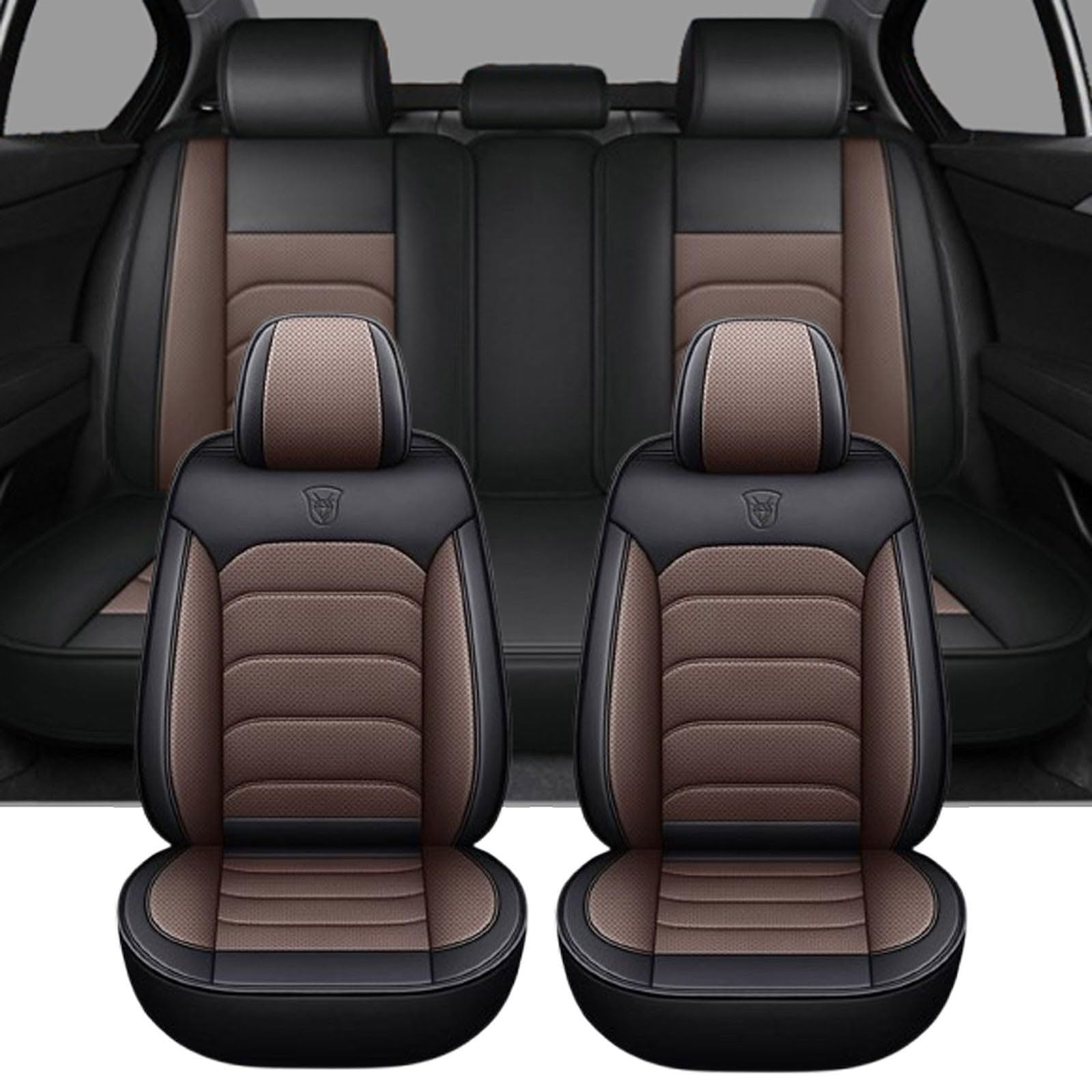 Funda Asiento Coche para Peugeot 5008 Juego Completo de Fundas Cuero Protectores Asiento Coche Delanteros y Traseros