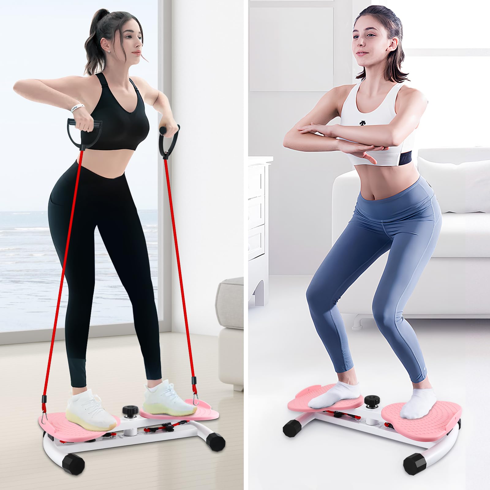Twist Board, Twist Waist Disc Board mit Kordelzug, Stehendes Bauchübungsbrett, Tragkraft 300 LBS, Twist Board Abnehmen Geräte für Bauchmuskeltraining, Gleichgewichtstraining & Fußmassage