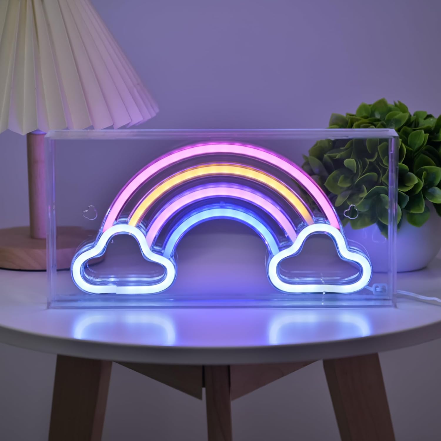 Happy Neon Signs, Neon Sign Light Standing LED Decor USB Powered Acrylic Handmade Advertising Sign Night Light for Kids Room, Bedroom, Party, Gift