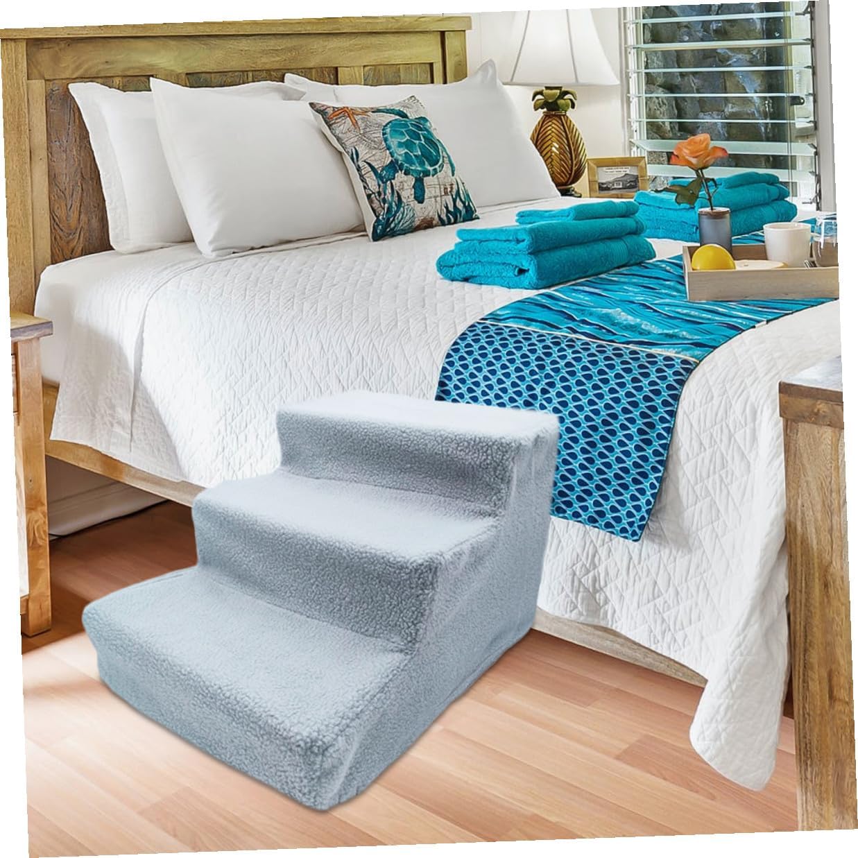 Alasum Portable Pet Stairs for Dogs and Cats Non-Slip High Density Ramp Ladder Easy Access Sofa and Bed Steps Lightweight Puppy Climbing Staircase for Indoor Use