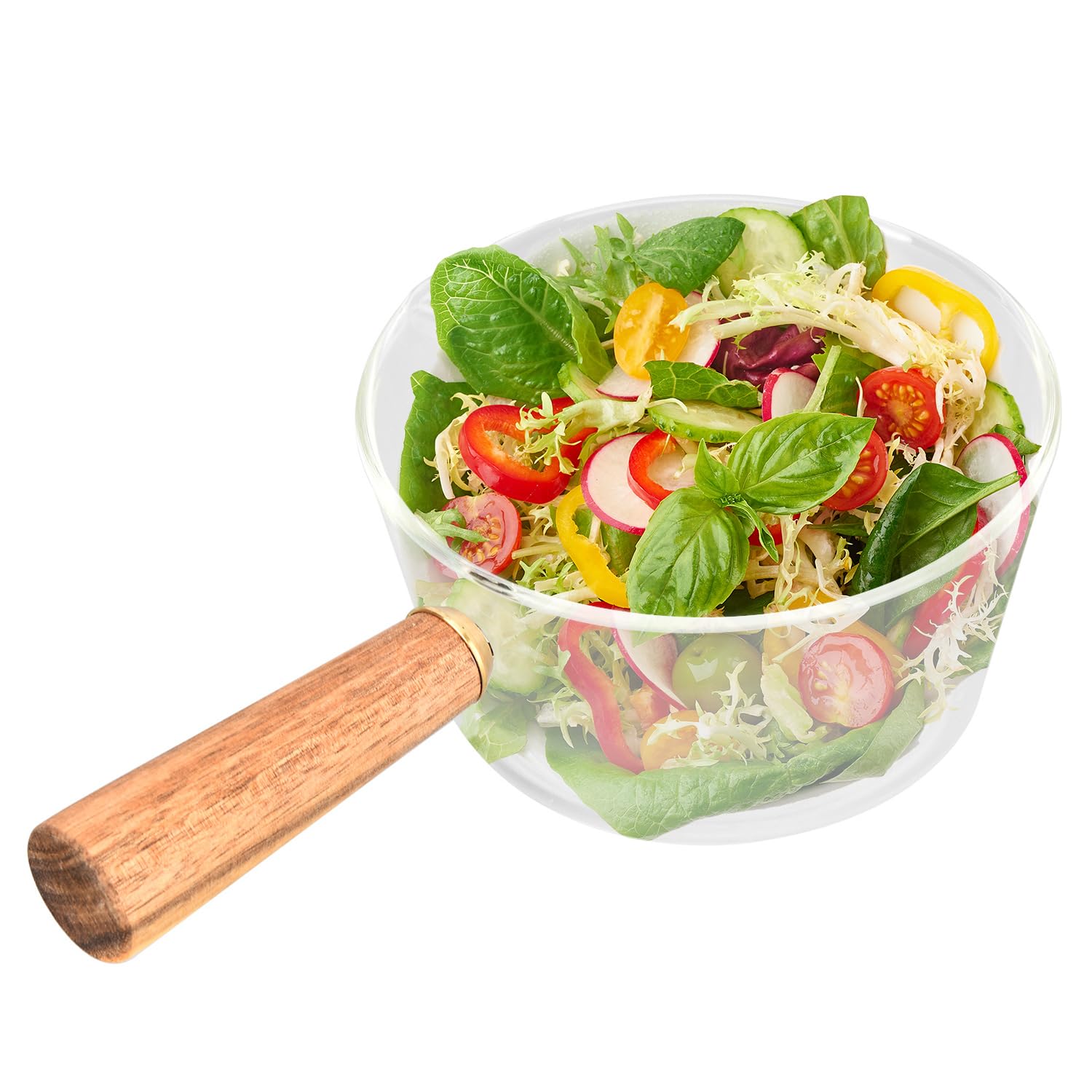 Mini Rondelek, Szklany Garnek Do Mleka O Pojemności 400/600 Ml Nieprzywierający Podgrzewacz Do Masła Z Dziobkami Mały Tygiel Z Drewnianą Rączką(400ML)