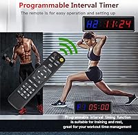 Vista 2 de Reloj de gimnasio con control remoto, temporizador LED de metal de 1.5 pulgadas y 1.8 pulgadas, cronómetro de entrenamiento Crossfit, cuenta