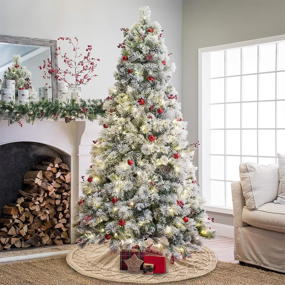 YUJUN 48 Inches Christmas Knitted Tree Skirt Decorations Xmas Large Vintage Beige Chunky Cable Farmhouse Thick Rustic Tree Skirt for Merry Christmas Tree Holiday Home Party Decoration