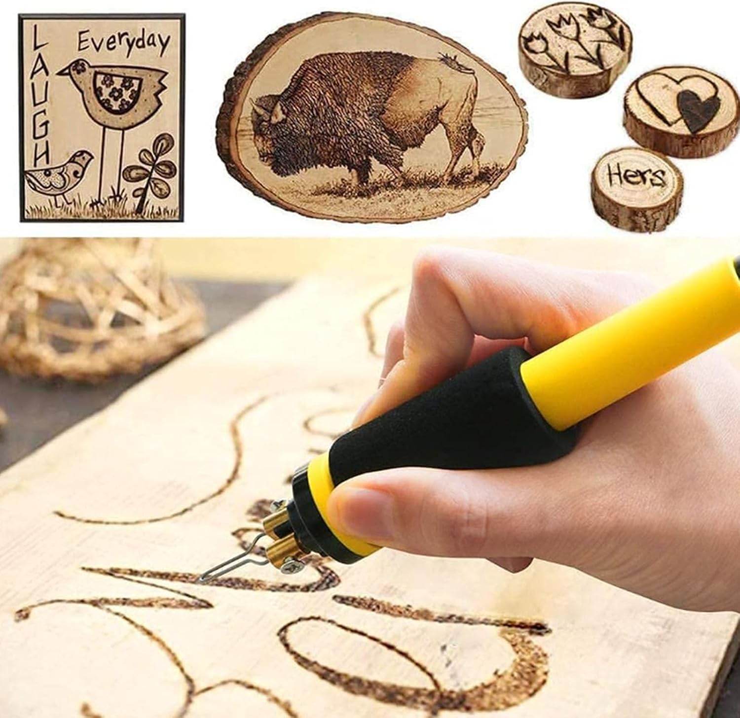 Digital Display Multifunctional Pyrography Tool, 0℃-800℃ Adjustable Leather Pyrography Machine Accessories Included for Paper, Wood, Leather(220V)