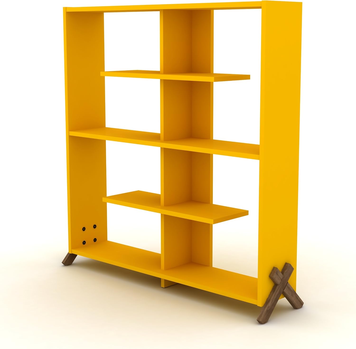 Industrial Bookshelf Open Back 6 Shelves Bookcase Modern Bookcases Large Bookshelf Organizer for Office Living Room (Yellow)