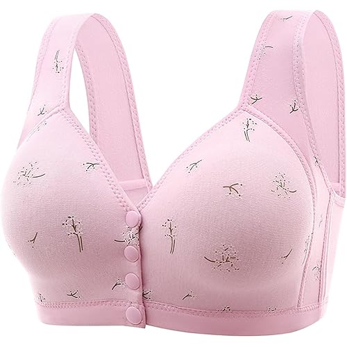 Bras for Older Women,Push Up Breathable Front Closure Daisy Bras,Front Closure Support Bras Push Up Cotton Bras